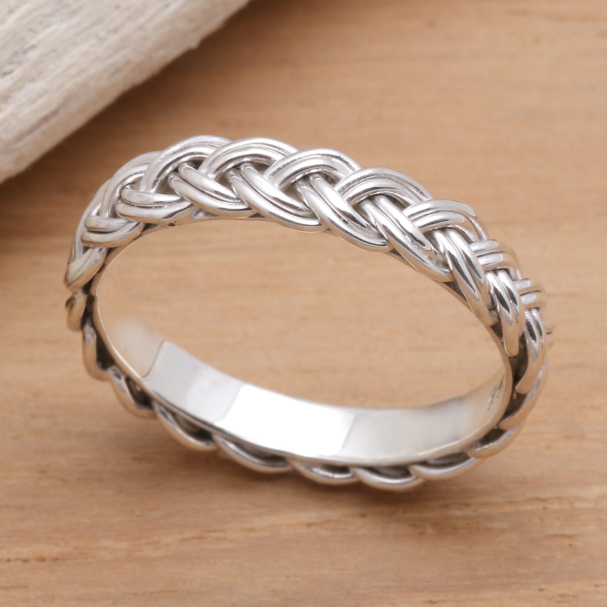 Premium Amlapura Braided Sterling Silver Ring for Women - Elegant & Handcrafted