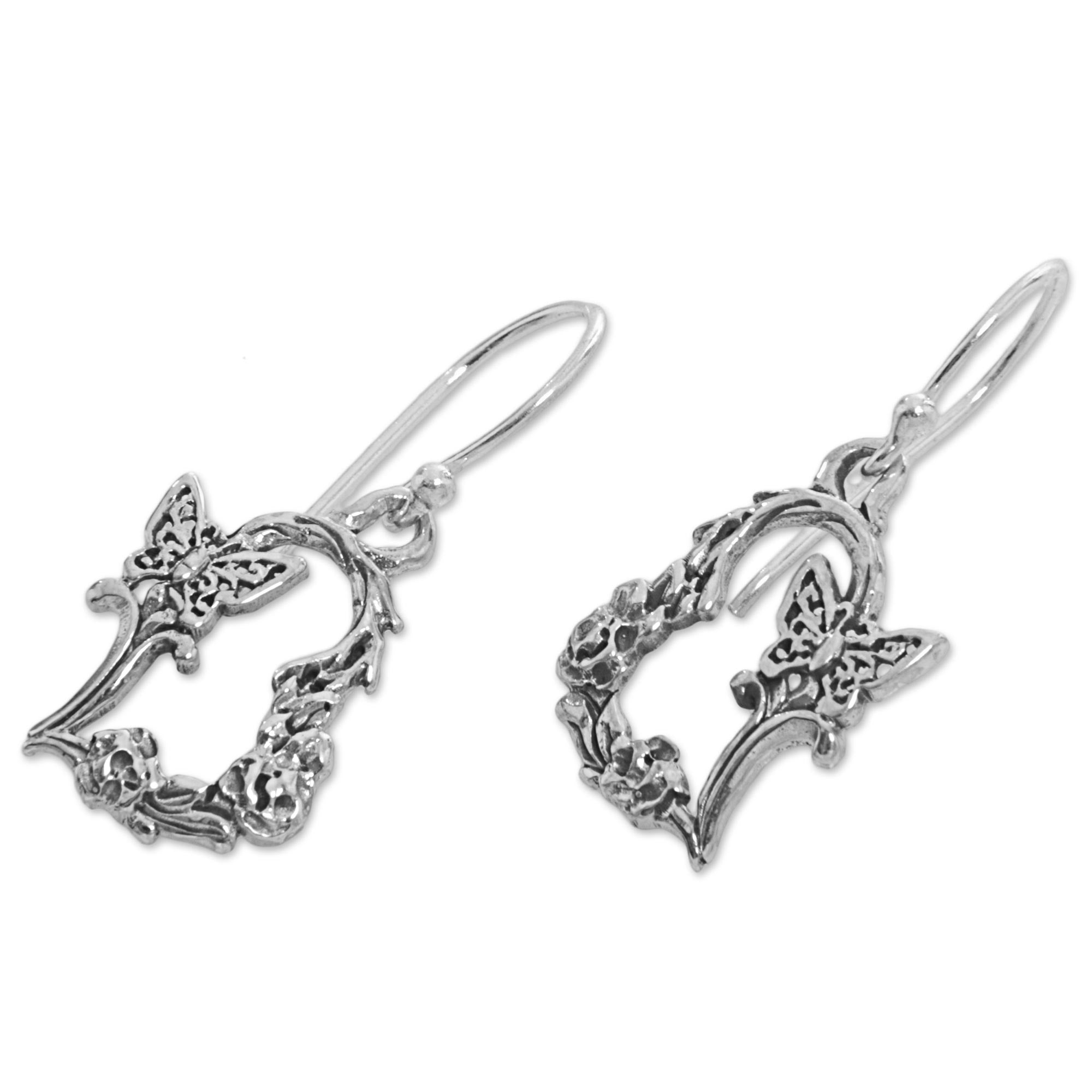 Premium Sterling Silver Butterfly Dangle Earrings - Nature-Inspired Elegance