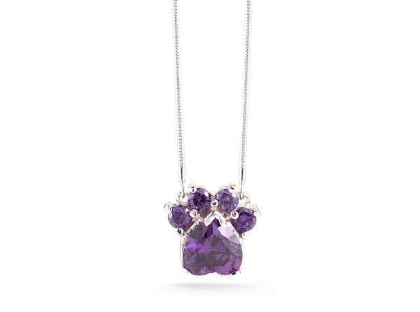 Premium Paw Print Birthstone Pendant Necklace - Handcrafted in Bolivia