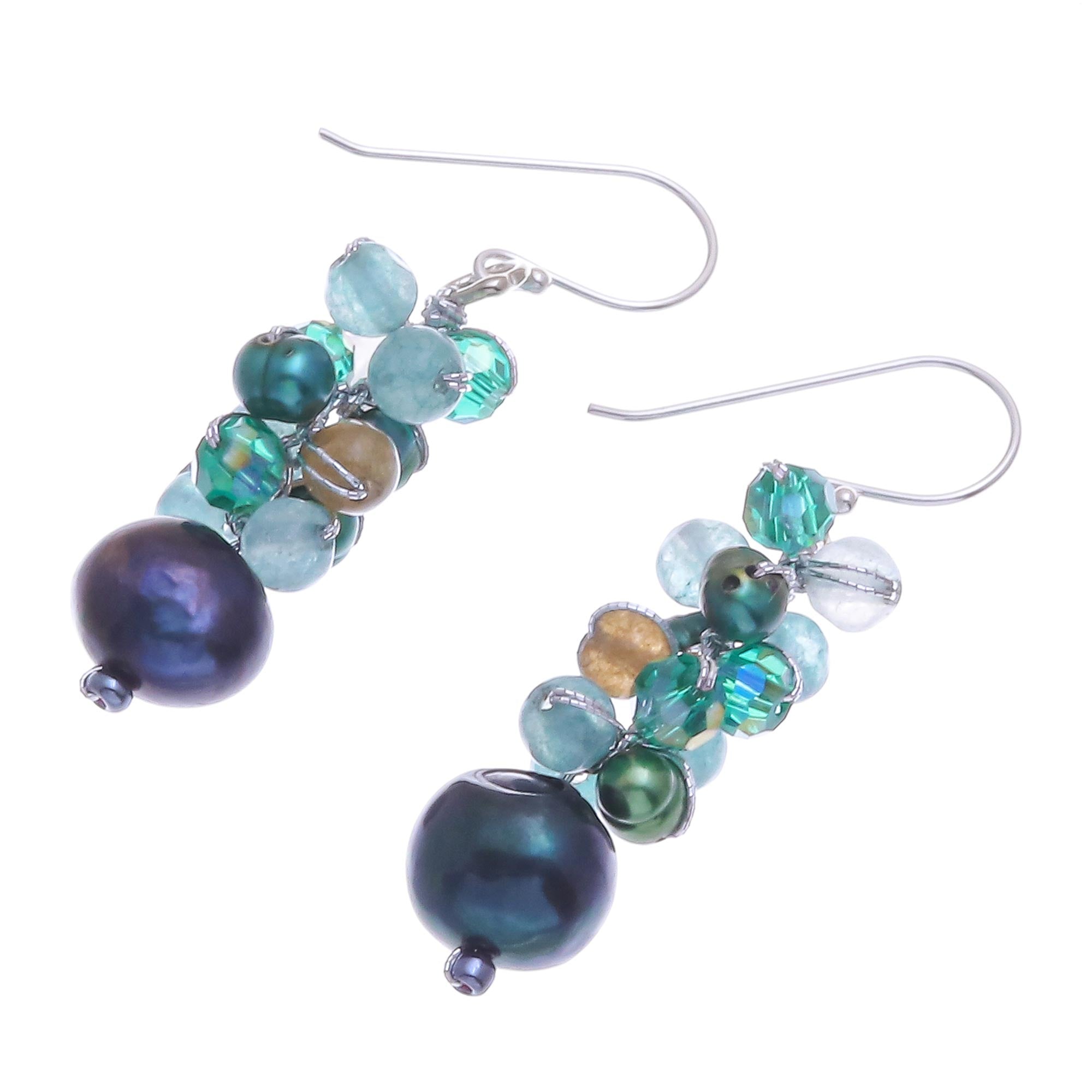 Premium Winter Blue-Green Gemstone Dangle Earrings | Ultimate Elegance