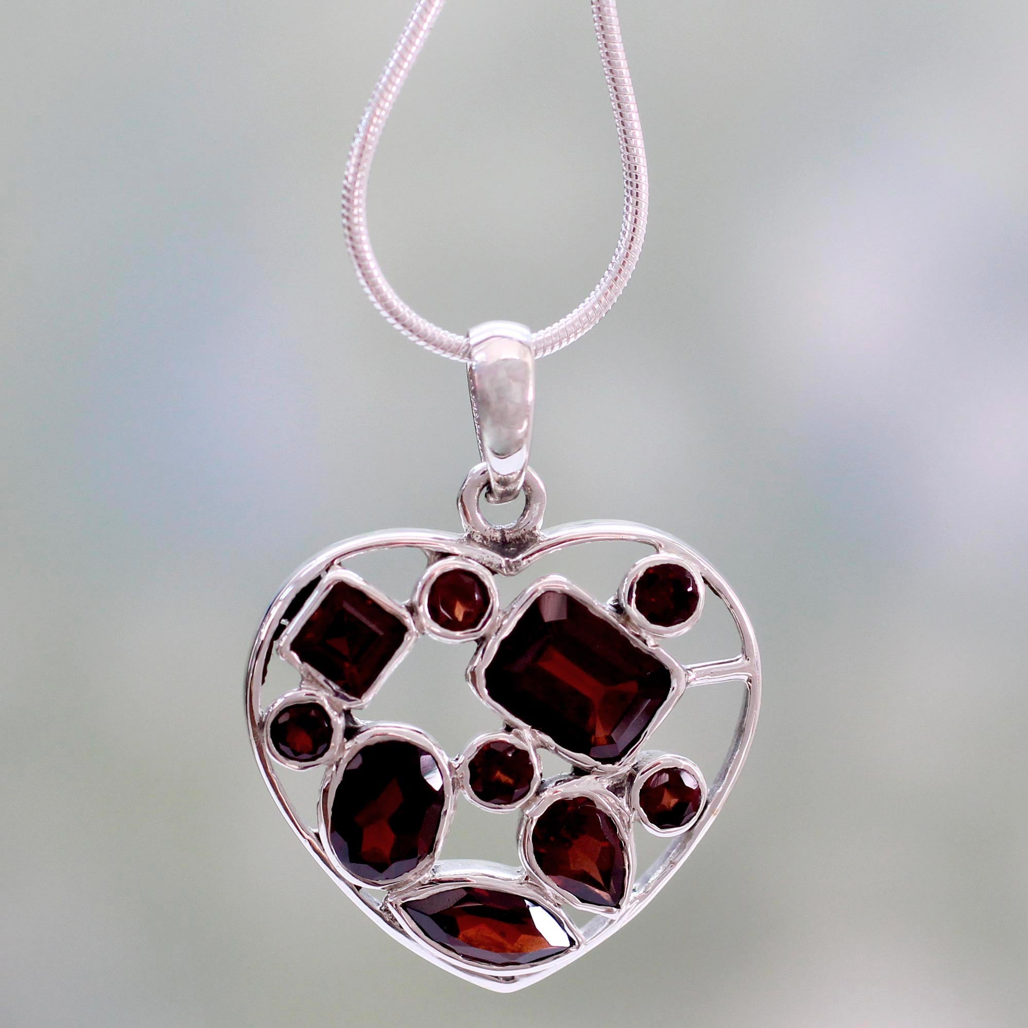 Premium My Love Garnet Heart Necklace - Ultimate Symbol of Affection