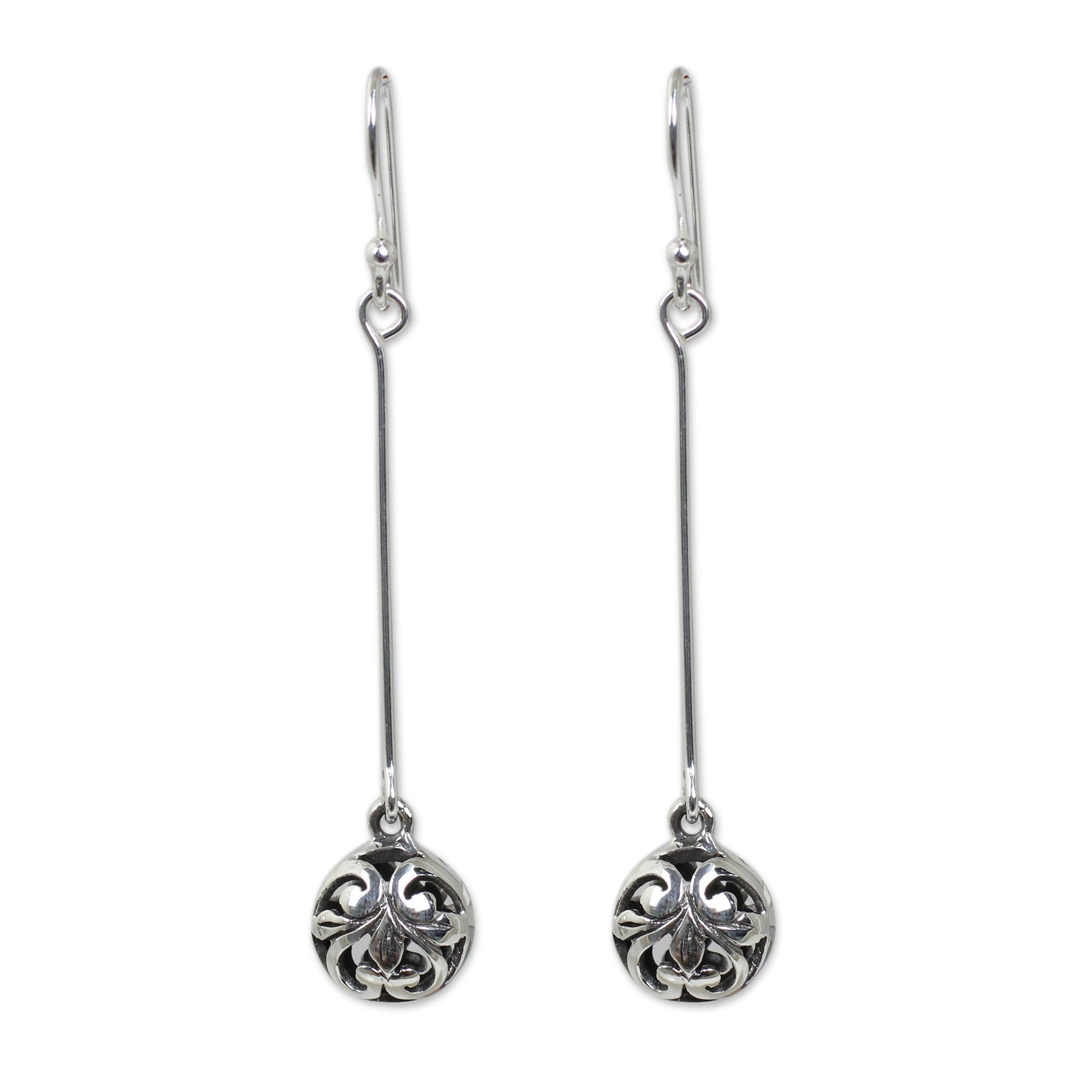 Premium Filigree Charm Sterling Silver Dangle Earrings - Handmade Elegance