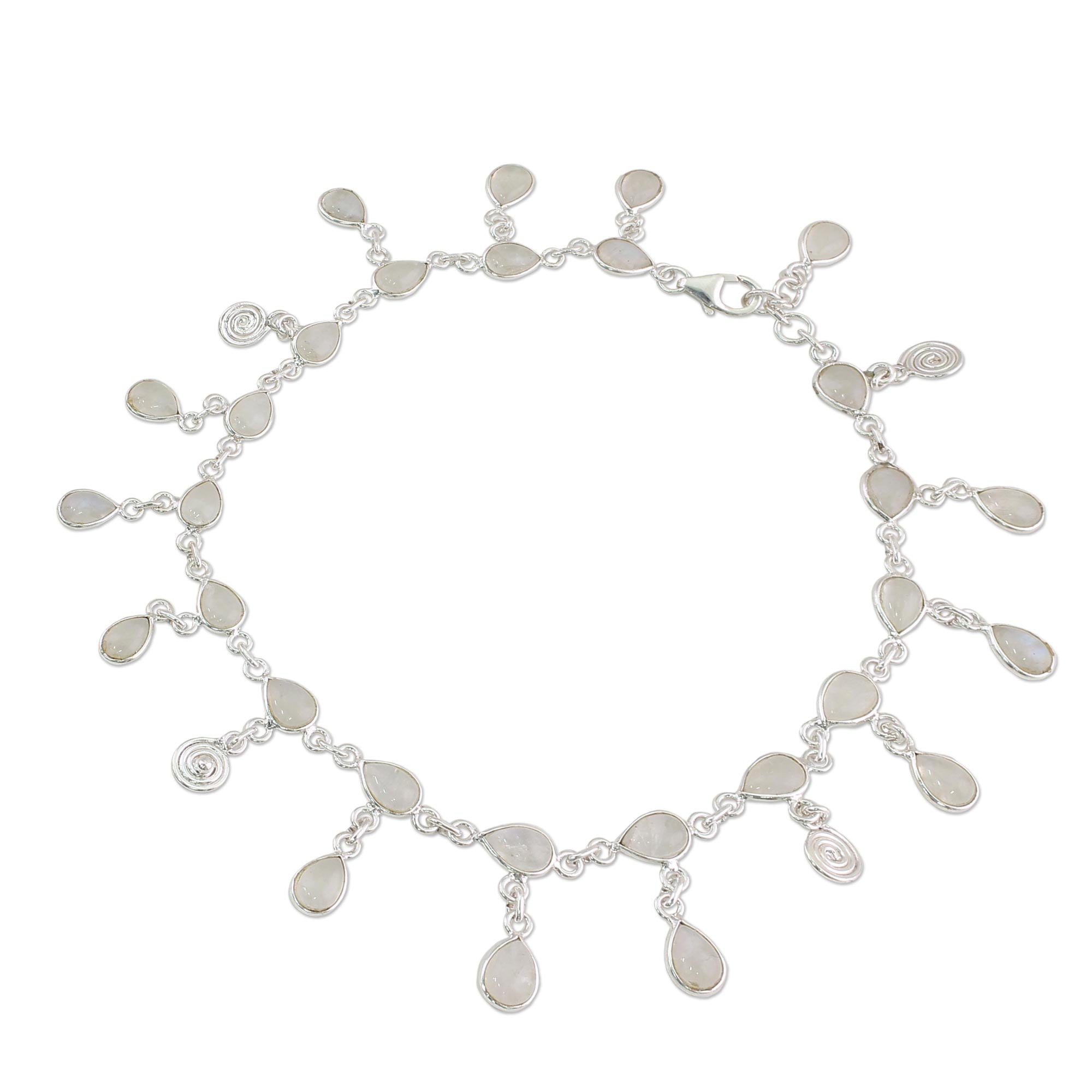 Premium Starry Allure Rainbow Moonstone Anklet - Handcrafted Elegance