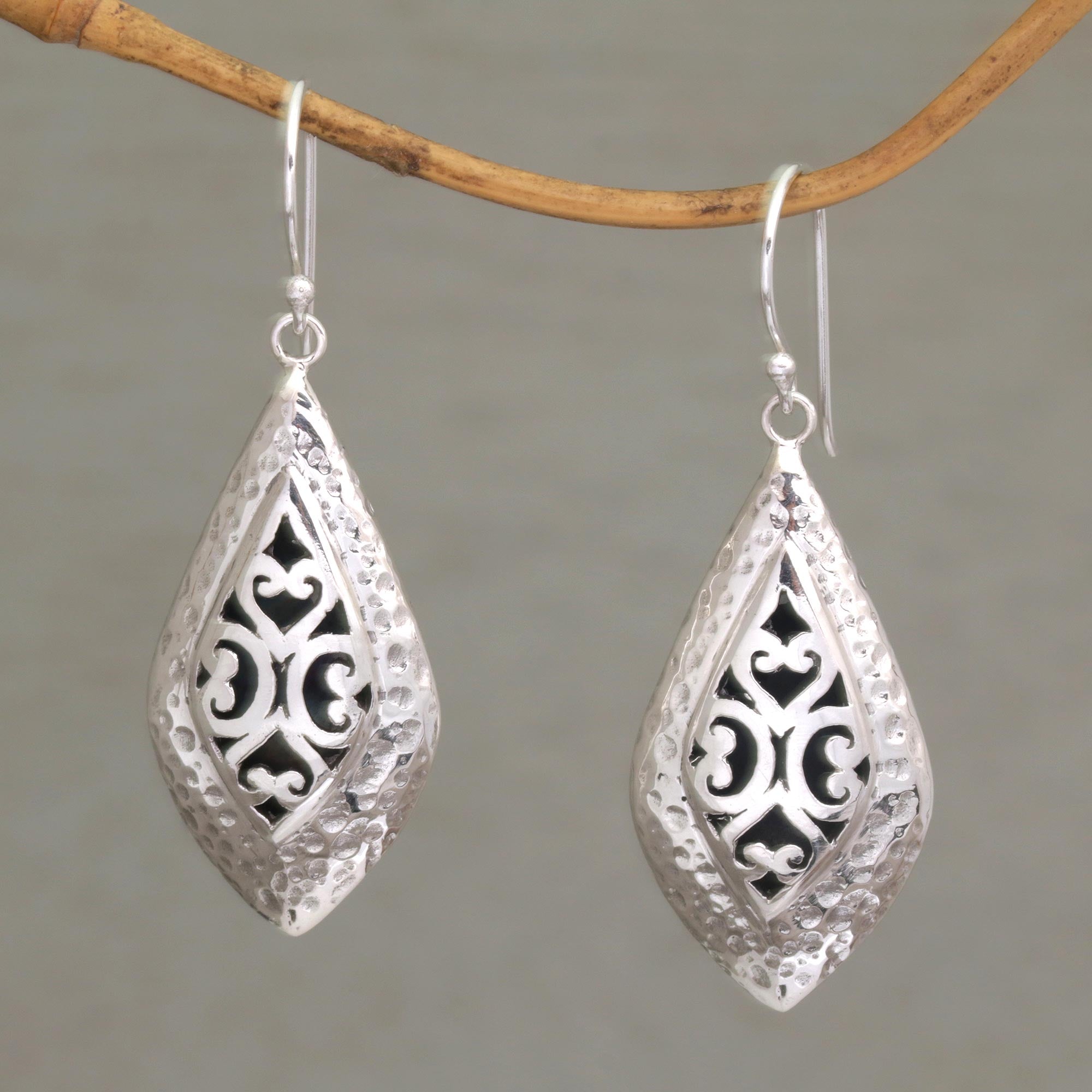 Premium Bali Sterling Silver Openwork Dangle Earrings - Ultimate Elegance