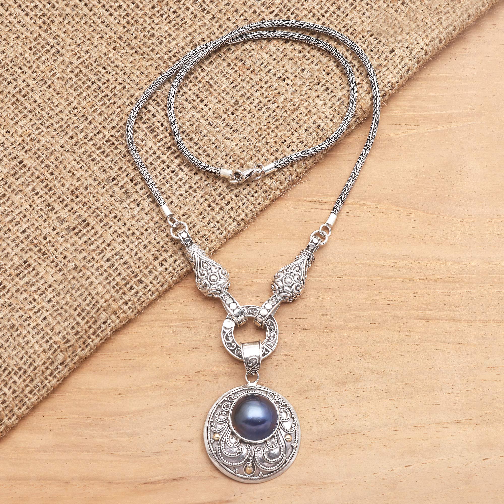 Premium Ocean Heart Handcrafted Mabe Pearl Necklace - Bali Artisan Jewelry