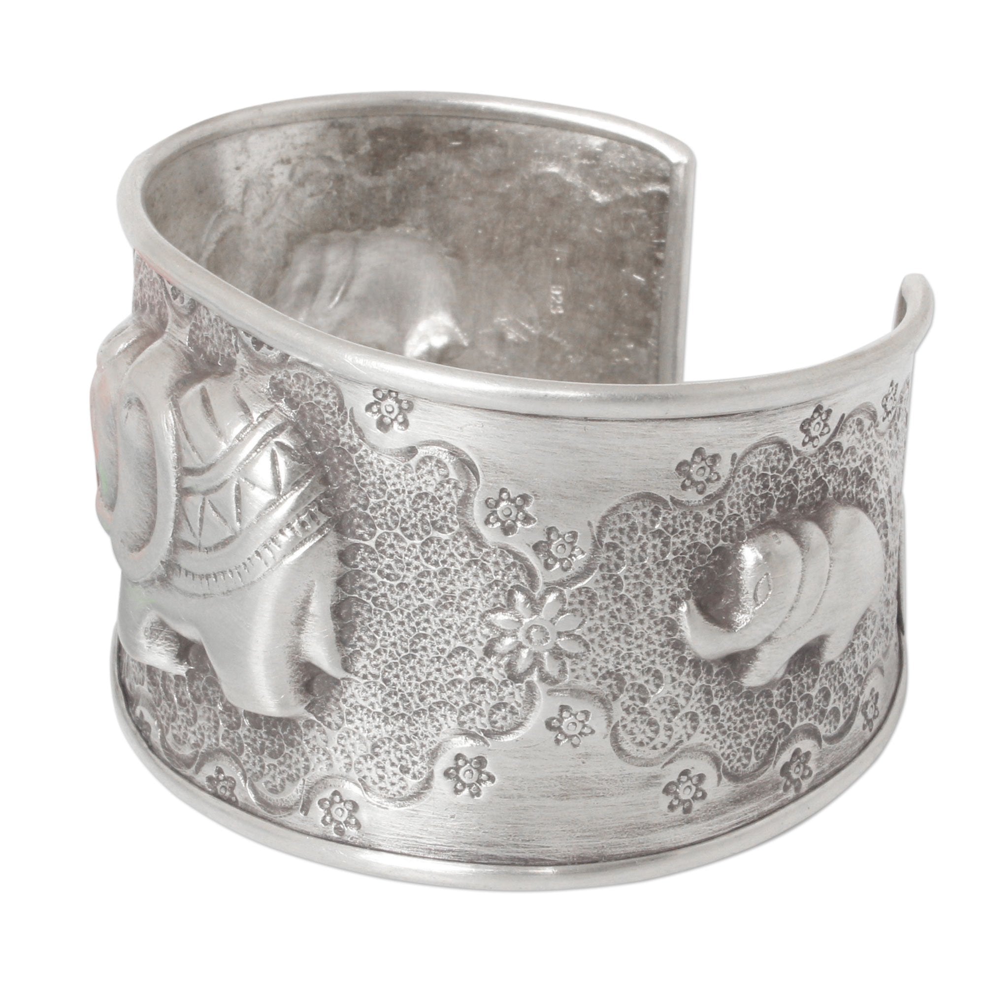 Premium Elephant Family Sterling Silver Cuff Bracelet