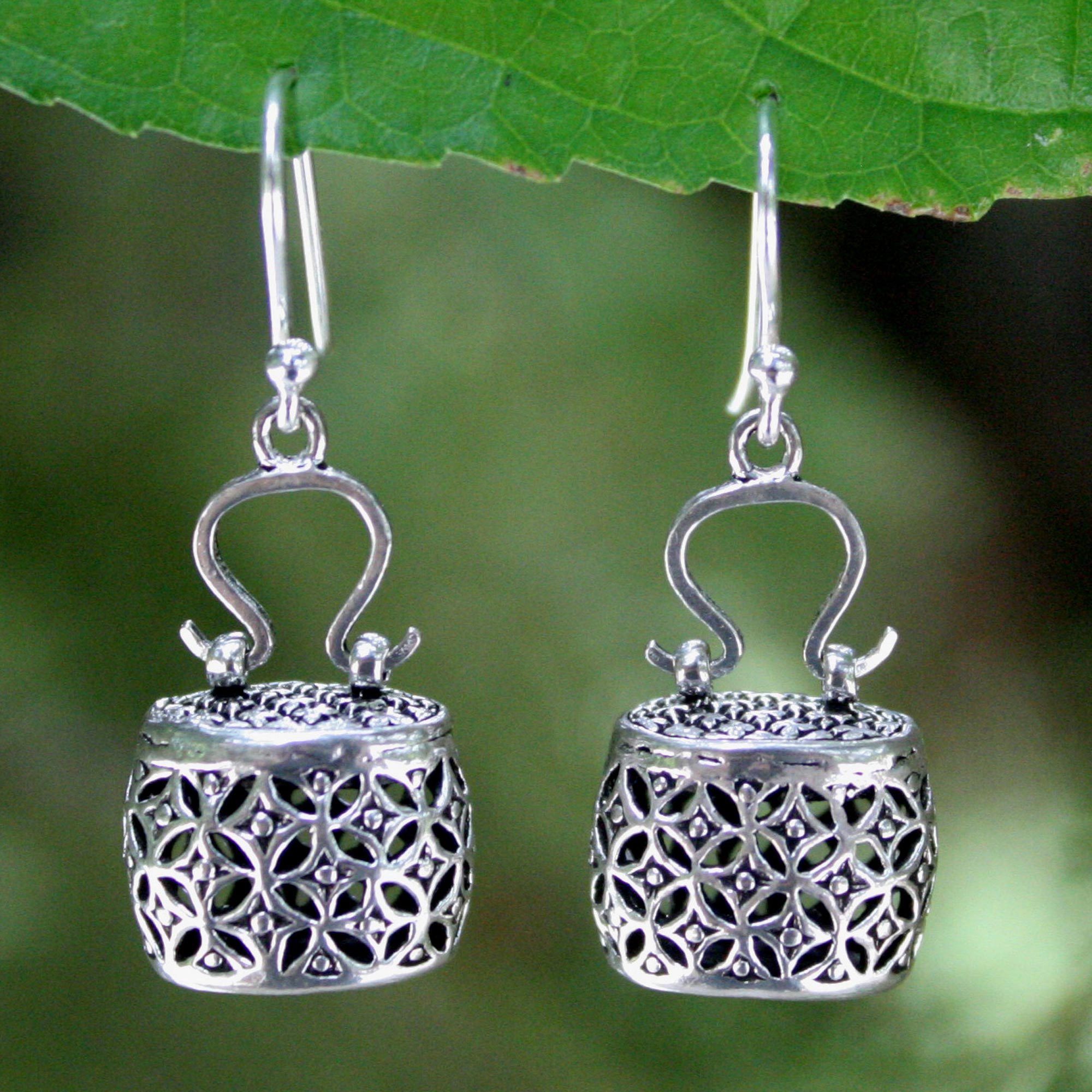 Premium Handcrafted Sterling Silver Evening Bag Dangle Earrings