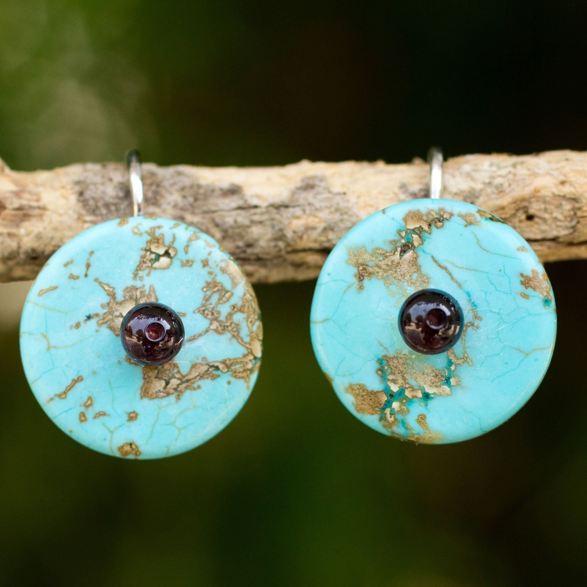 Premium Bohemian Moons Blue Calcite & Garnet Earrings