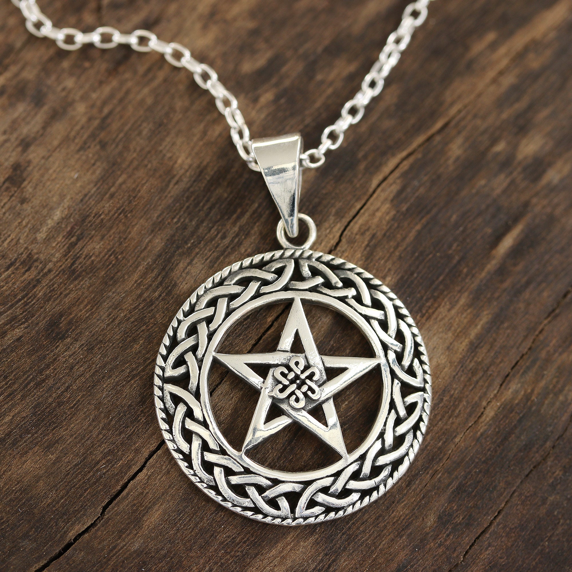 Premium Celtic Star Pendant Necklace - Handcrafted Sterling Silver Jewelry from India