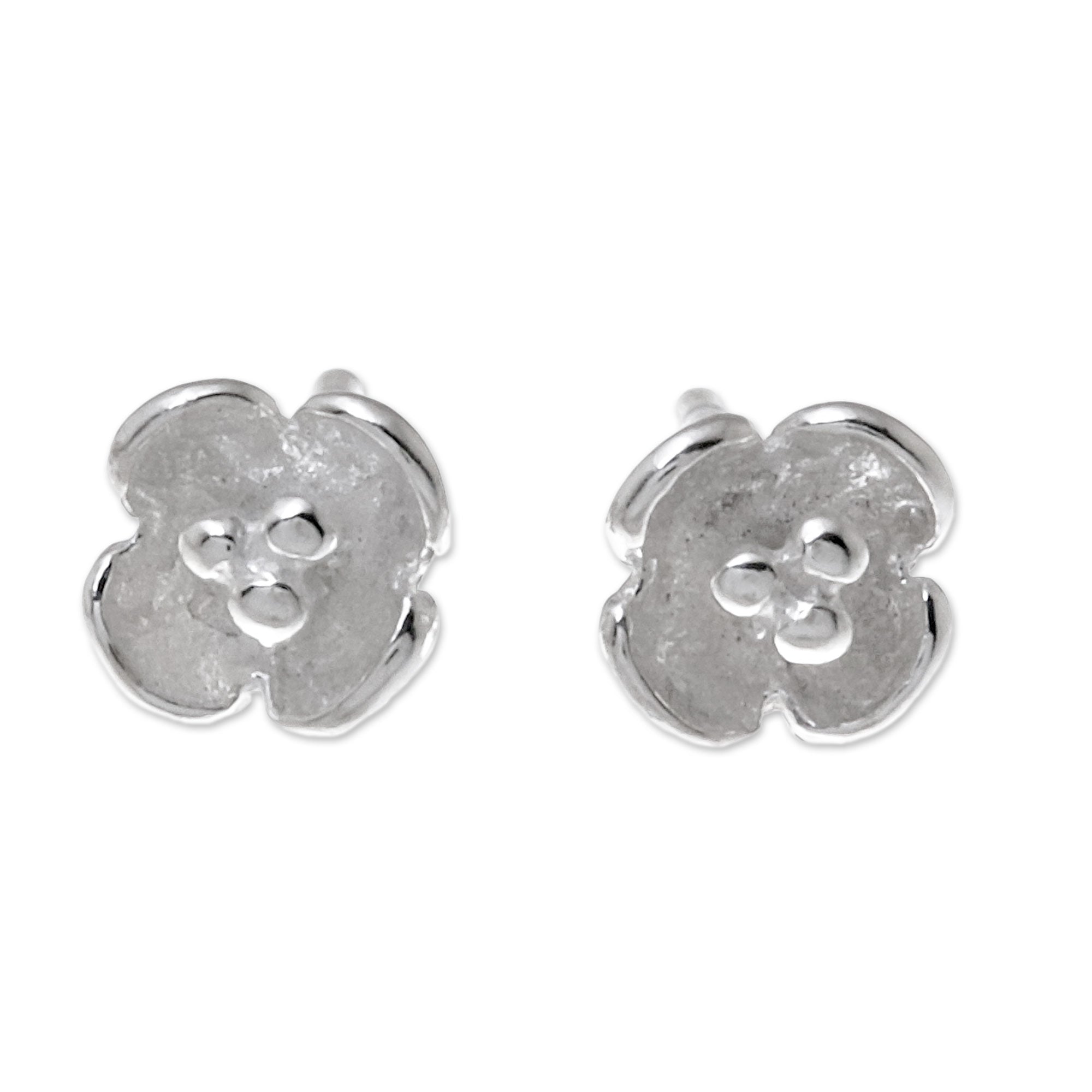 Premium Pollinators Floral Sterling Silver Stud Earrings - Handcrafted in Thailand