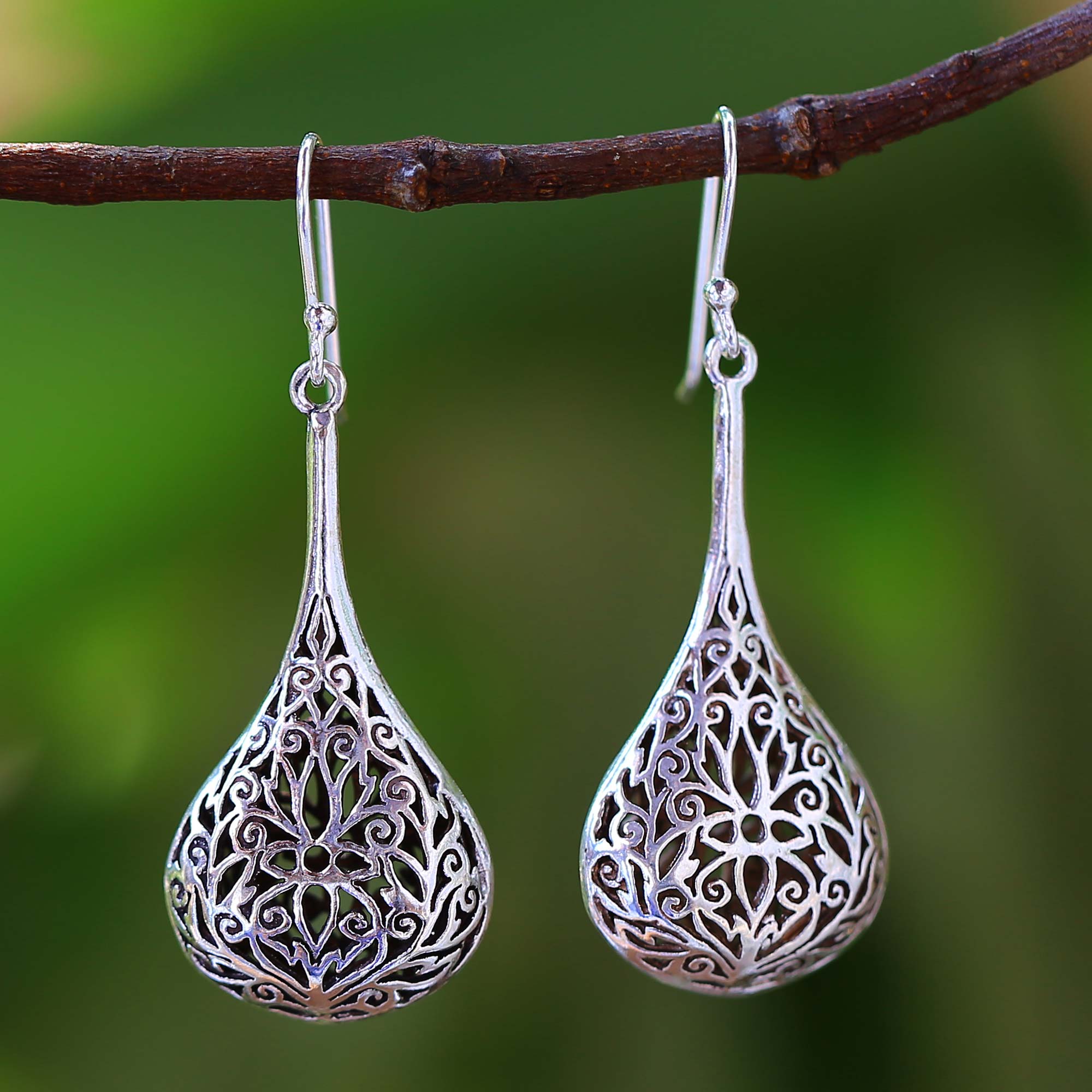 Premium Filigree Teardrop Sterling Silver Earrings - Modern Heirloom