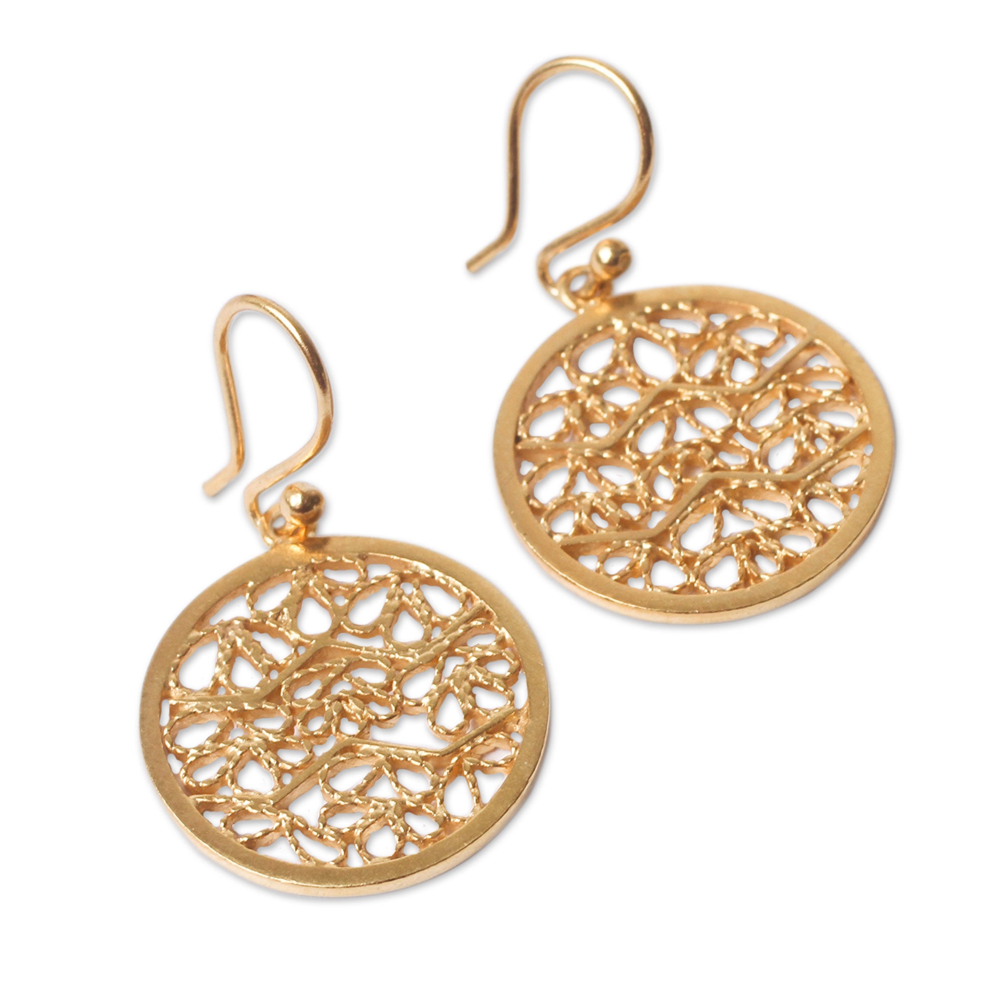 Premium Gold-Plated Silver Dangle Earrings - Handcrafted in Peru