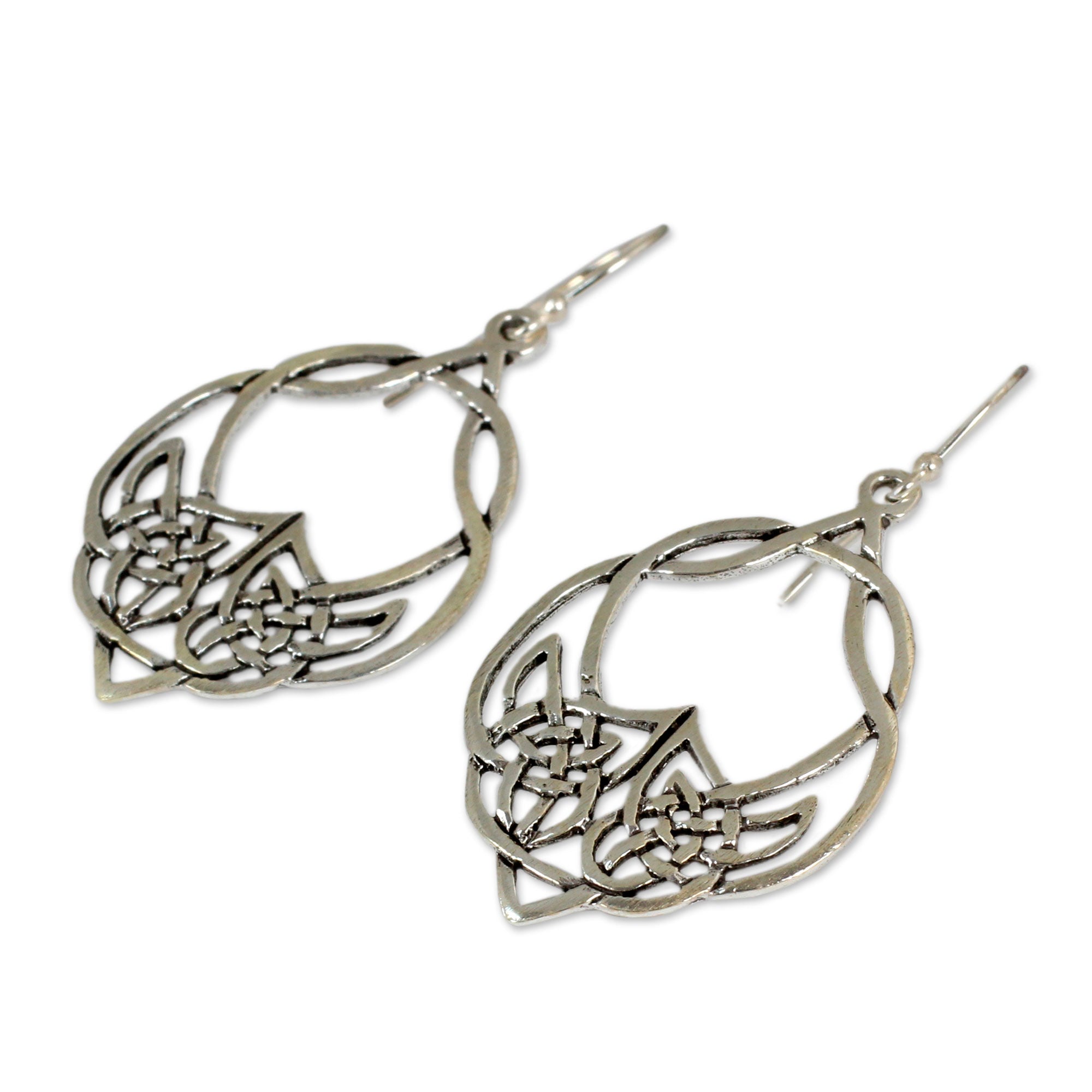 Premium Lotus Lace Sterling Silver Dangle Earrings - Handmade Elegance