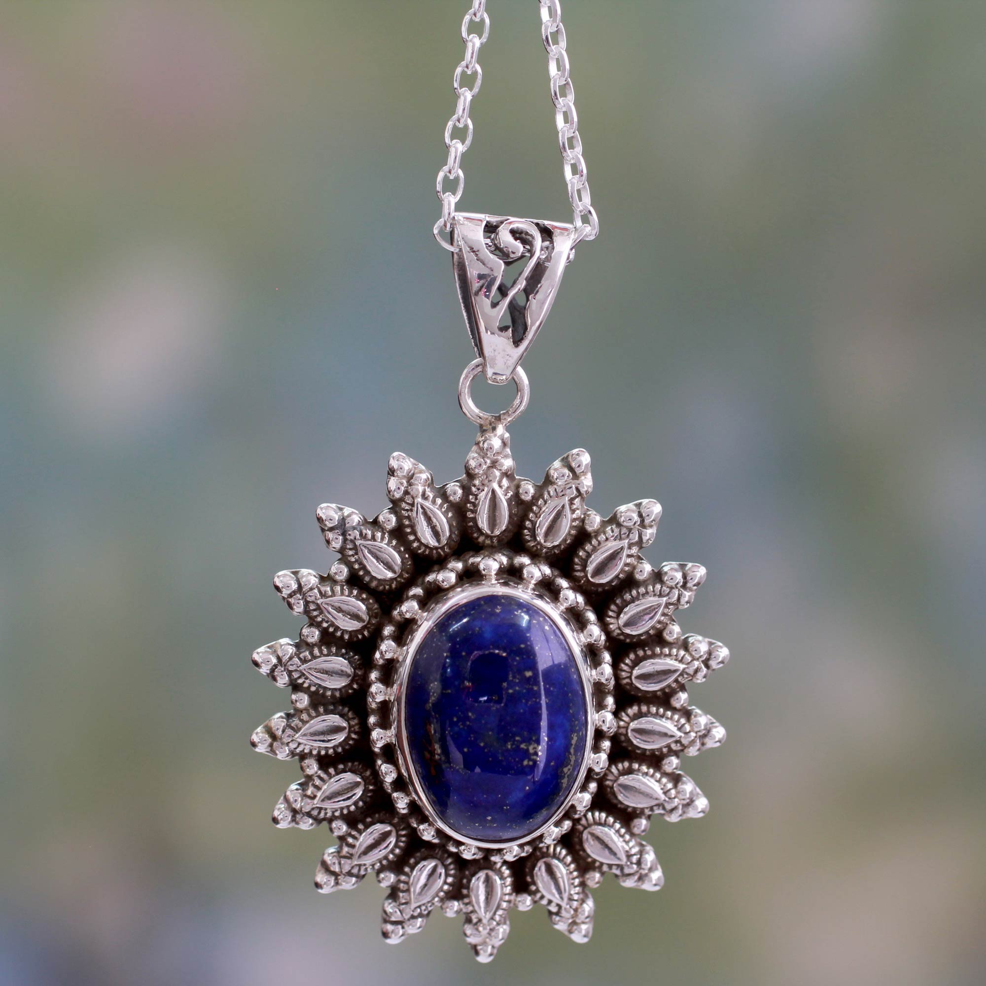 Premium Royal Allure Lapis Lazuli Pendant Necklace - Handcrafted Sterling Silver Jewelry