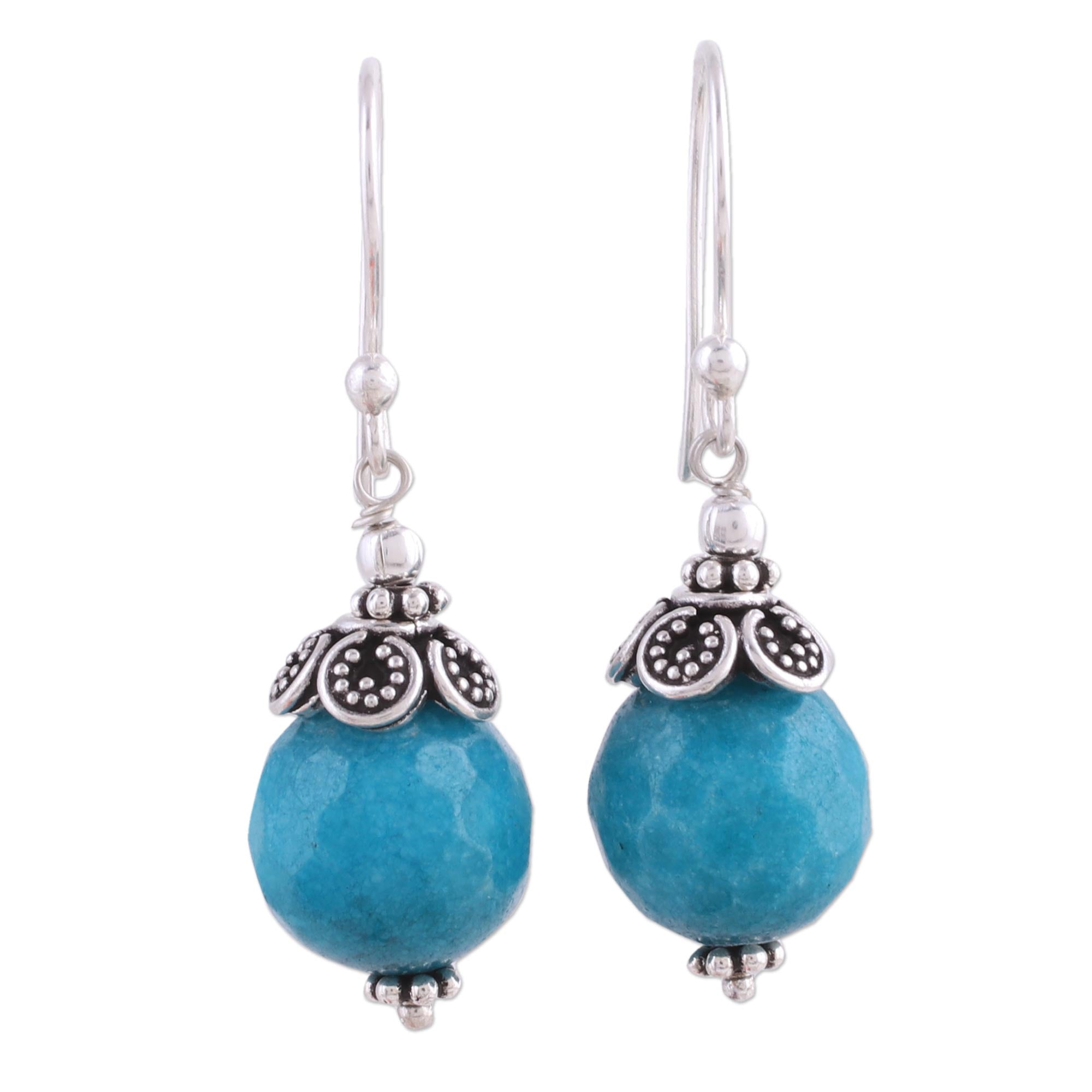 Premium Turquoise Blue Aventurine Sterling Silver Dangle Earrings