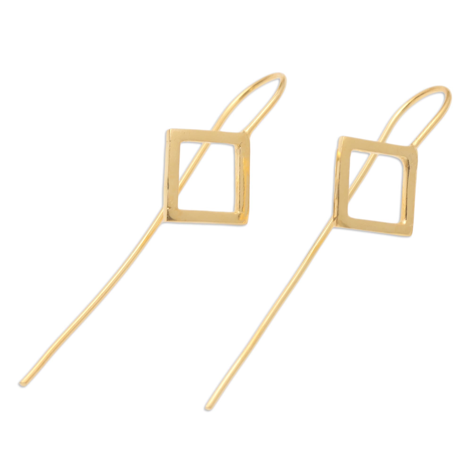 Ultimate Glamour: Symmetrical Geometry Gold-Plated Drop Earrings