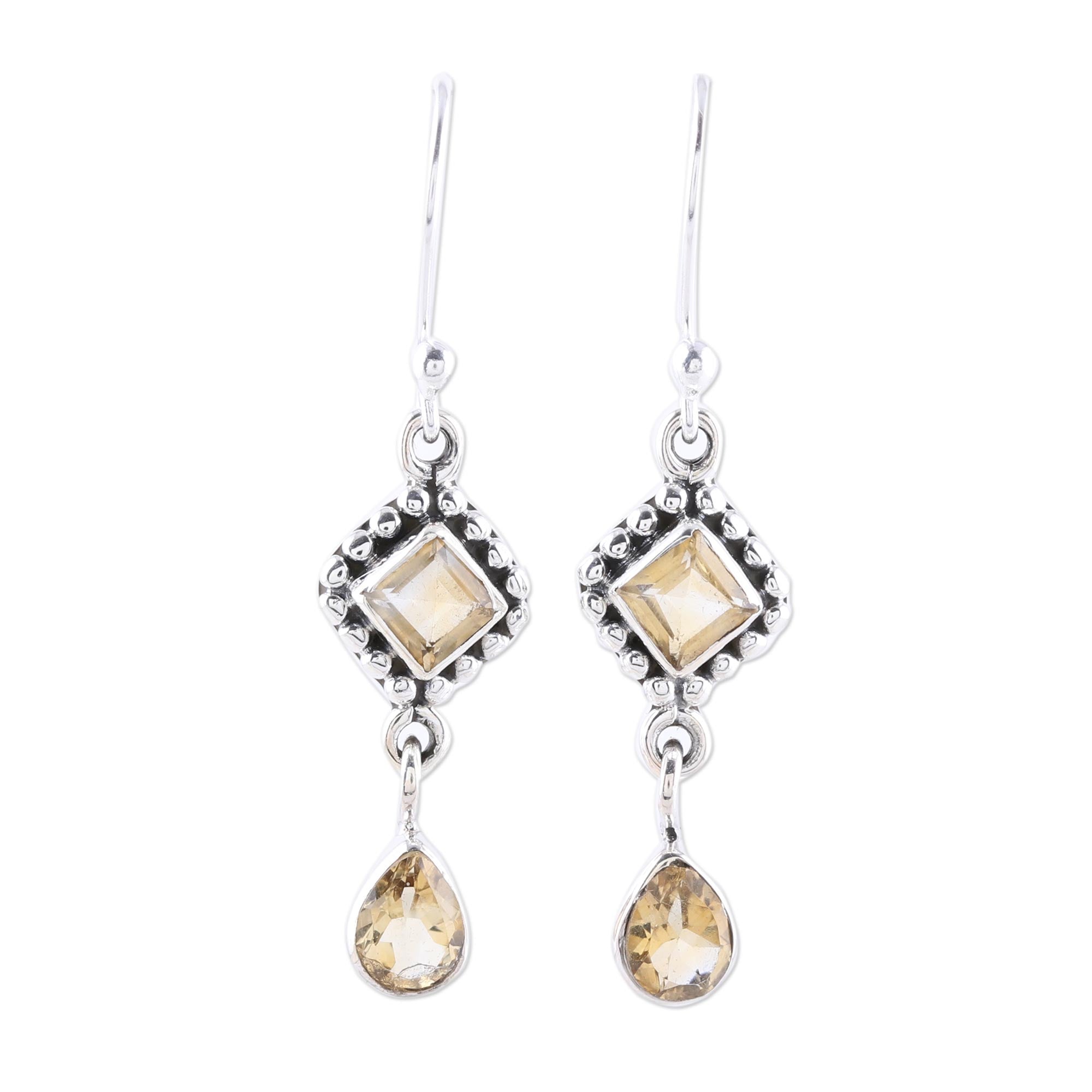 Premium Shimmering Light Citrine Dangle Earrings - Sterling Silver Elegance