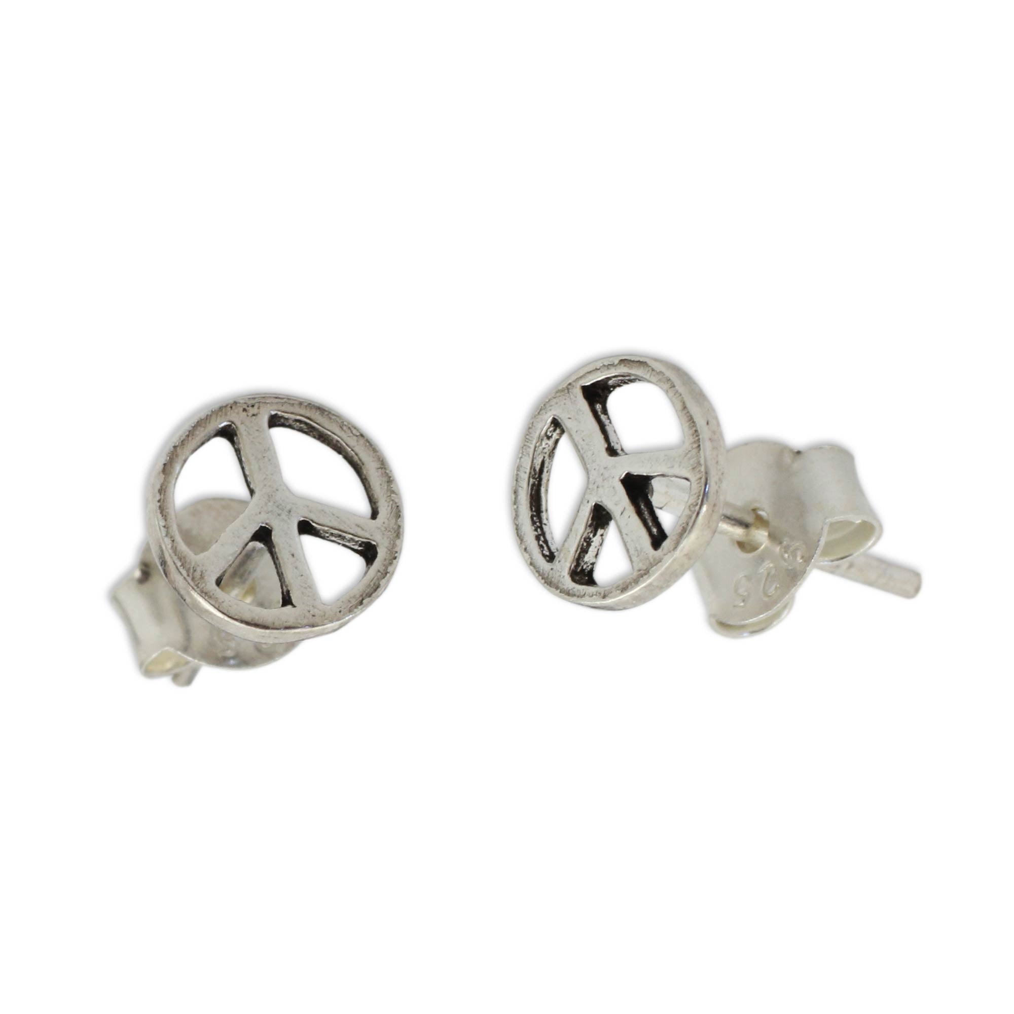 Premium Peace Sign Sterling Silver Stud Earrings