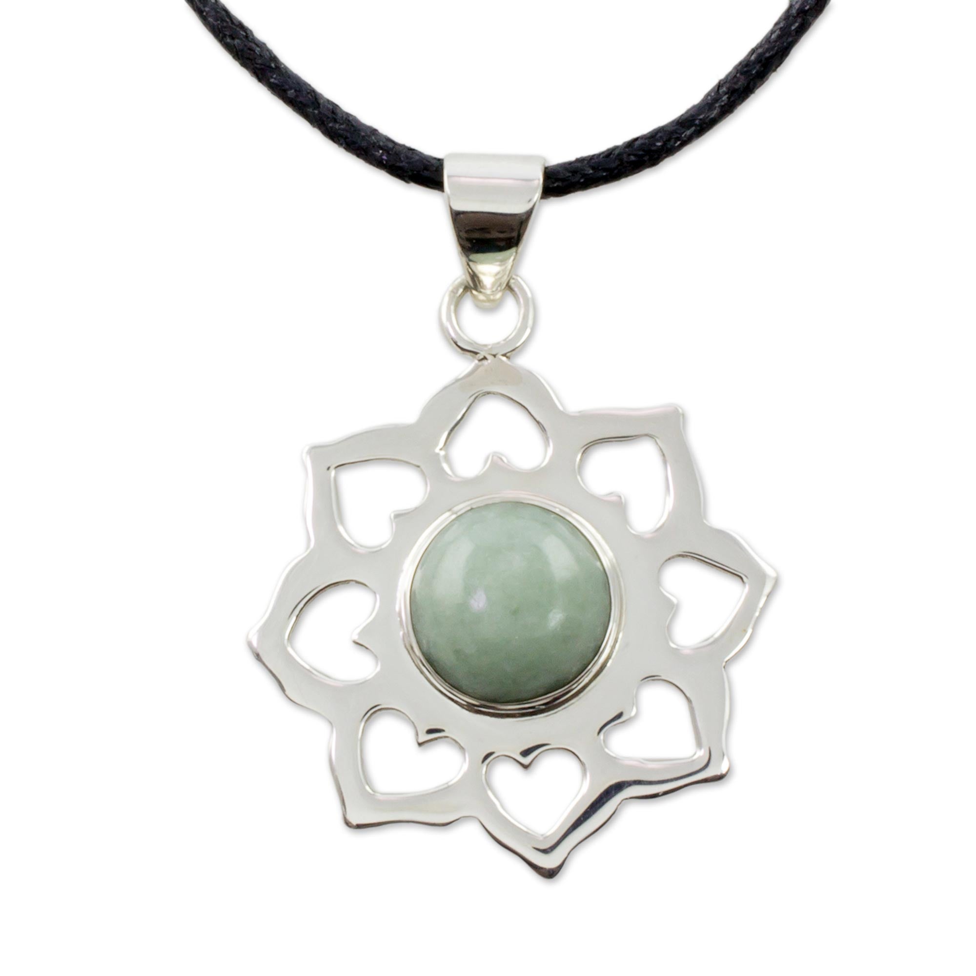 Premium Apple Blossom Sterling Silver Necklace - Handcrafted Jade Jewelry