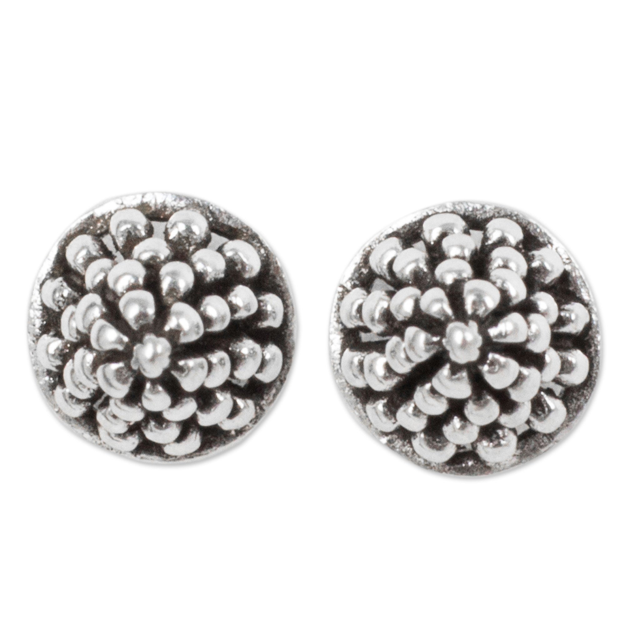 Premium Shining Berry Fair Trade Silver Stud Earrings - Handcrafted Elegance