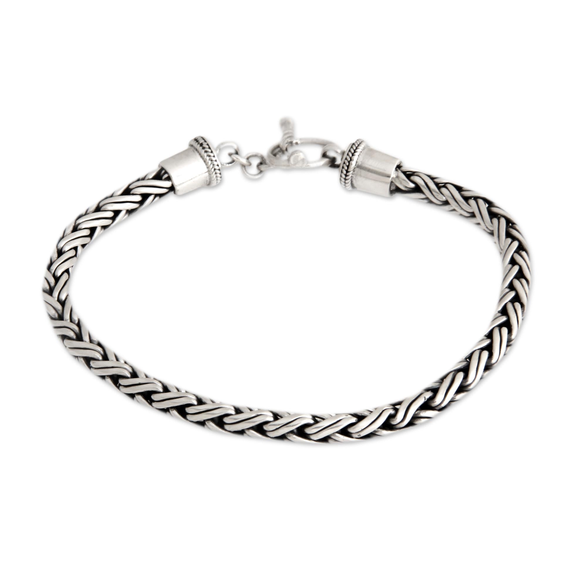 Premium Balinese Python Men's Sterling Silver Chain Bracelet - Ultimate Style from Indonesia