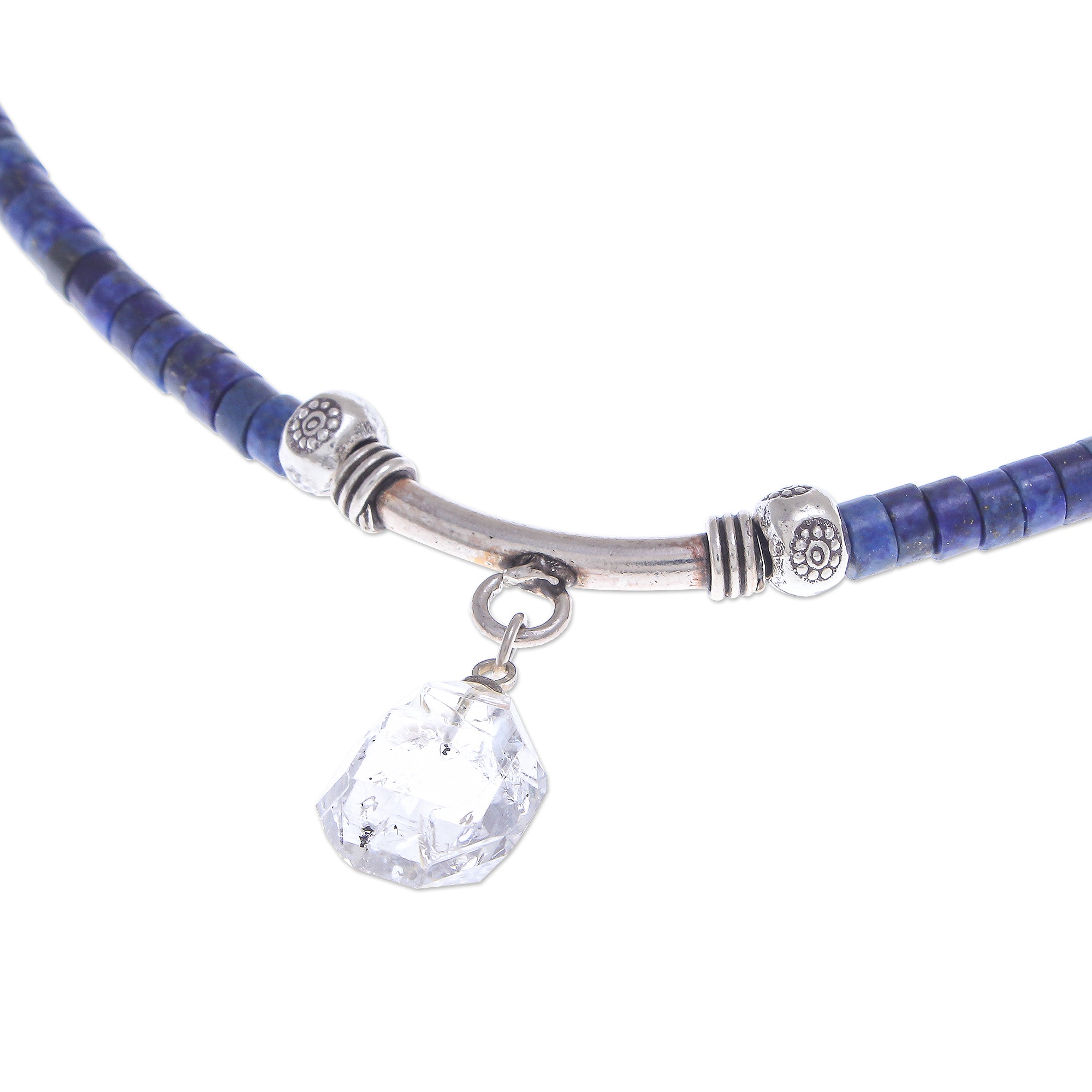 Premium Wild Moon Handmade Clear Quartz & Lapis Lazuli Pendant Necklace