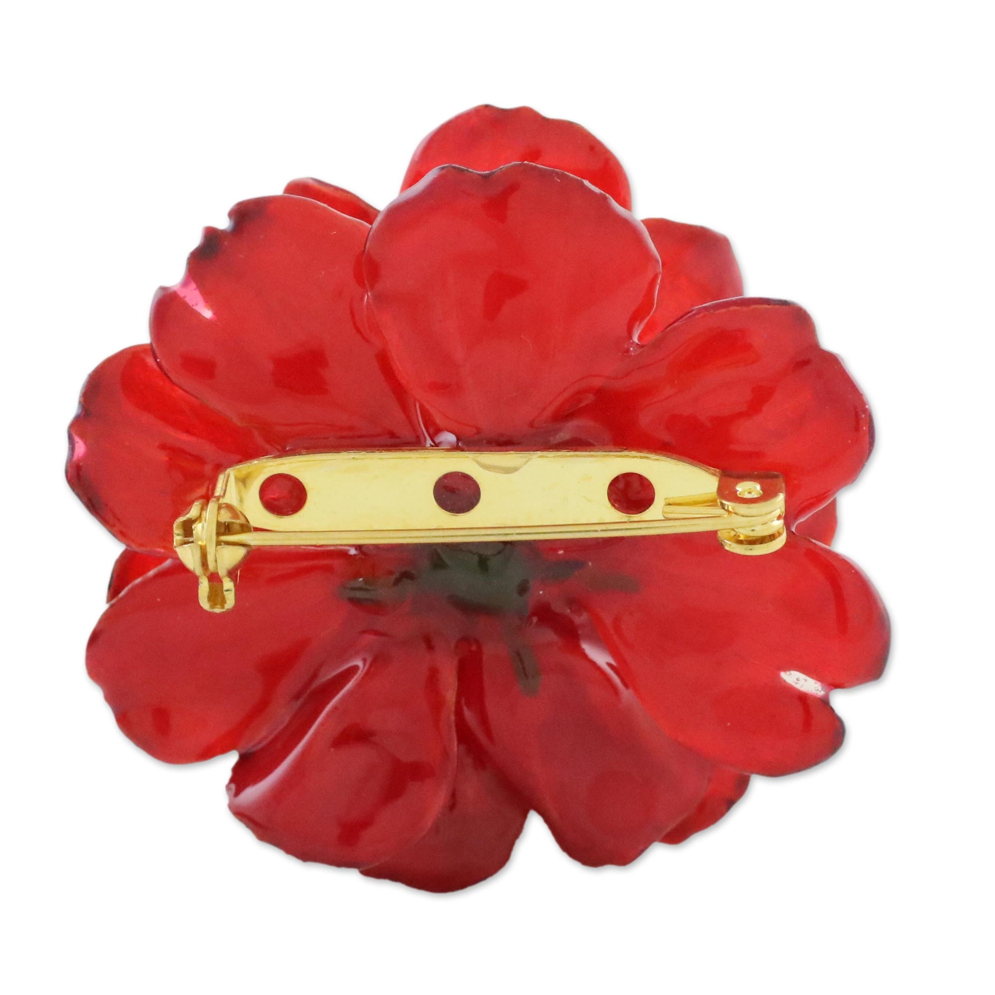 Premium Crimson Aster Brooch - Handcrafted Gold-Plated Floral Pin