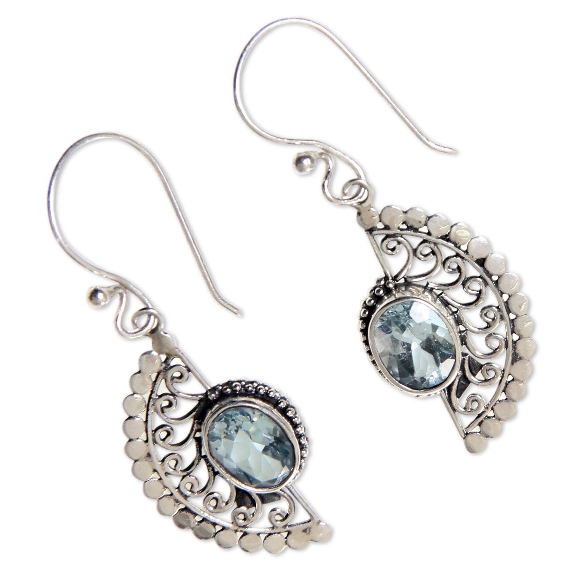 Premium Blue Topaz Sterling Silver Dangle Earrings