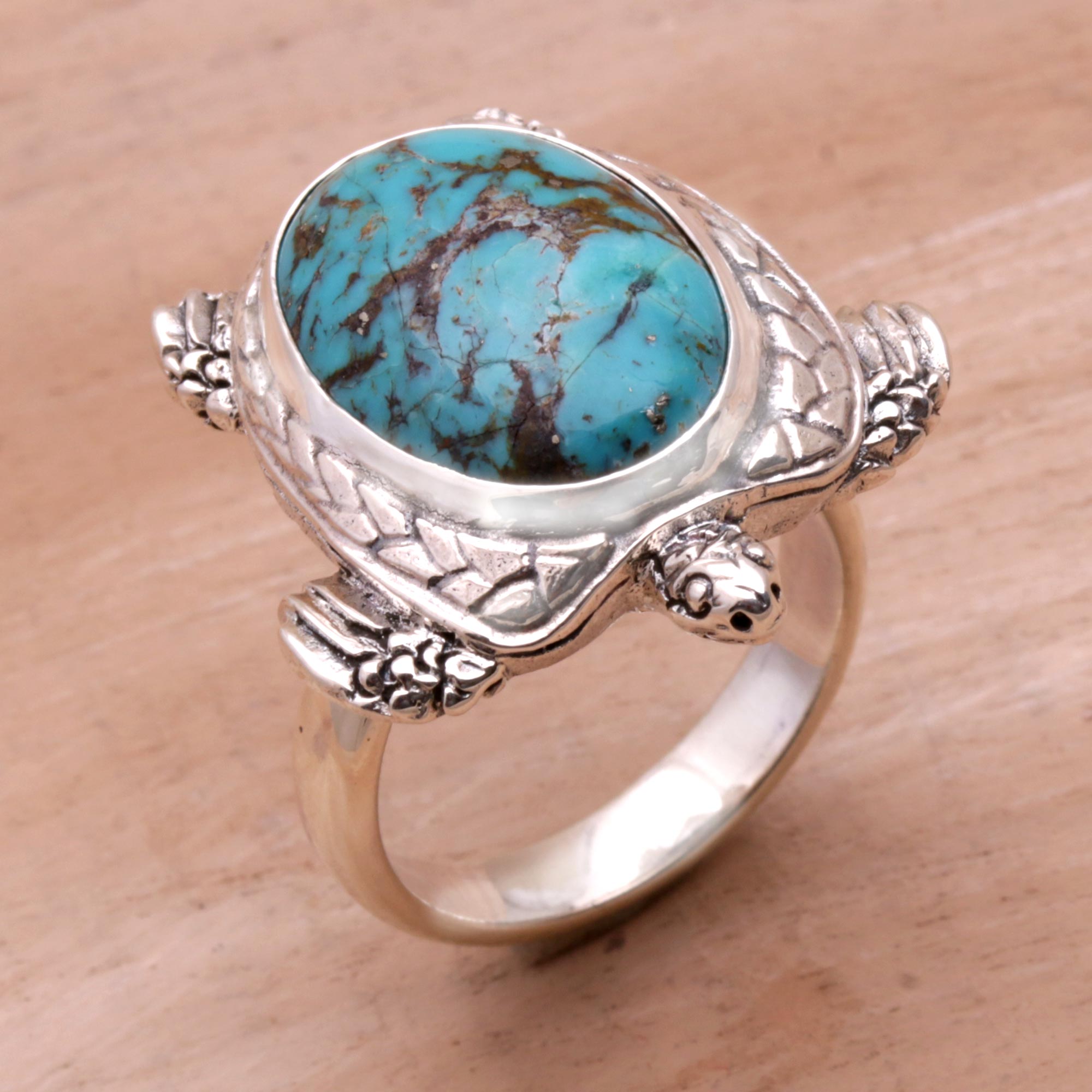 Premium Chelonia Turtle Men's Sterling Silver & Turquoise Ring – Ultimate Symbol of Wisdom