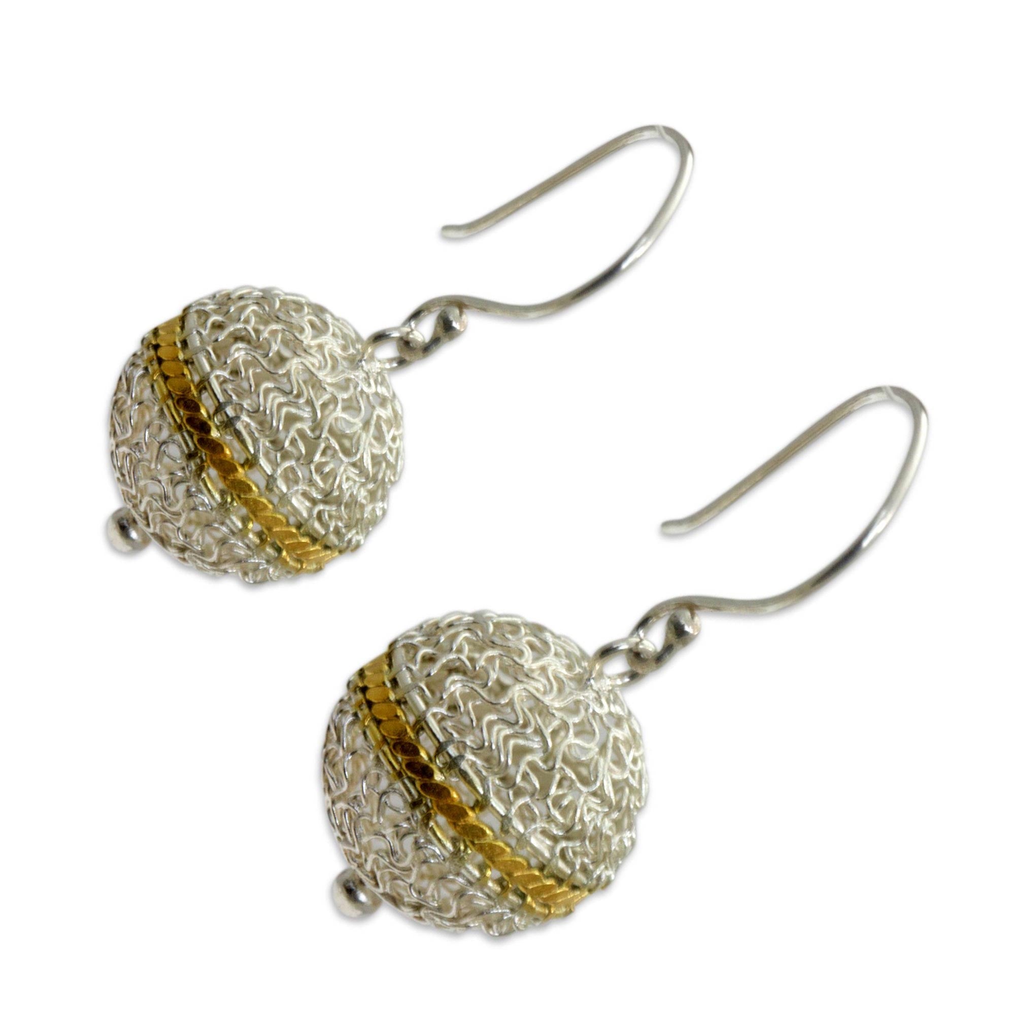 Premium Shining Lantern Sterling Silver & Gold Dangle Earrings