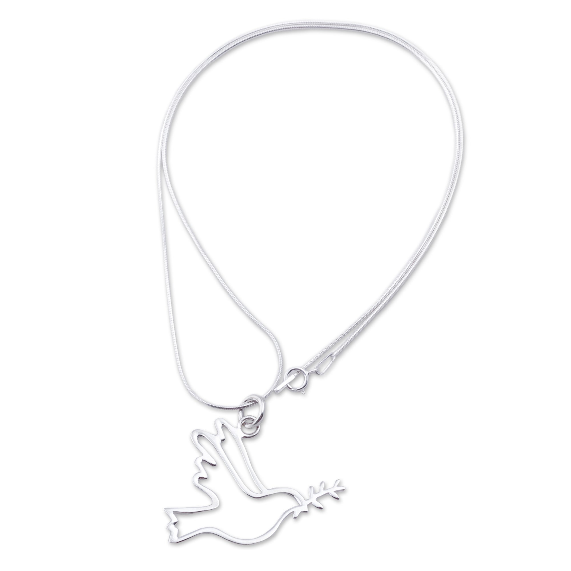 Premium Quechua Dove Sterling Silver Necklace - Handcrafted in Peru