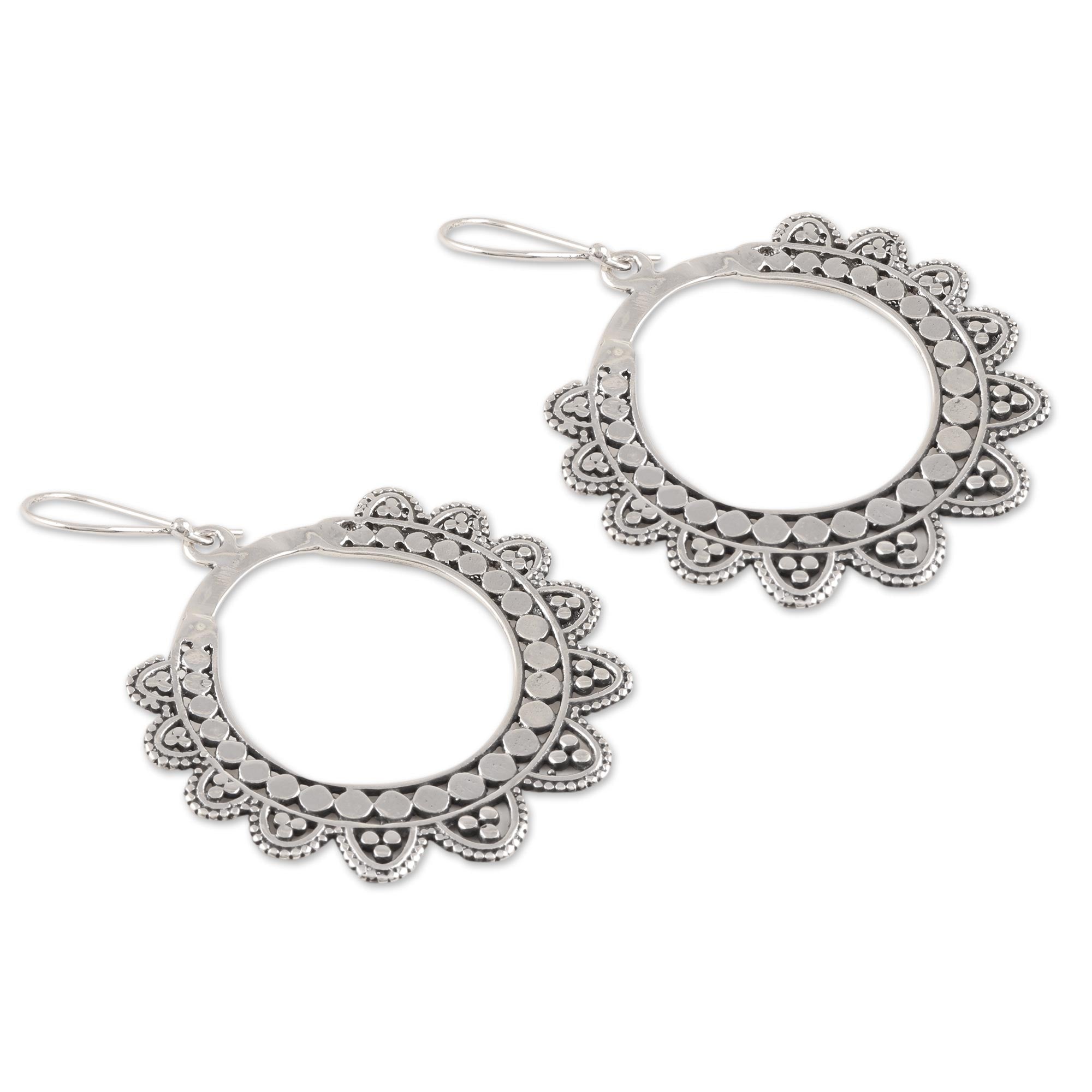 Premium Glamorous Petals Sterling Silver Dangle Earrings - Handcrafted in India