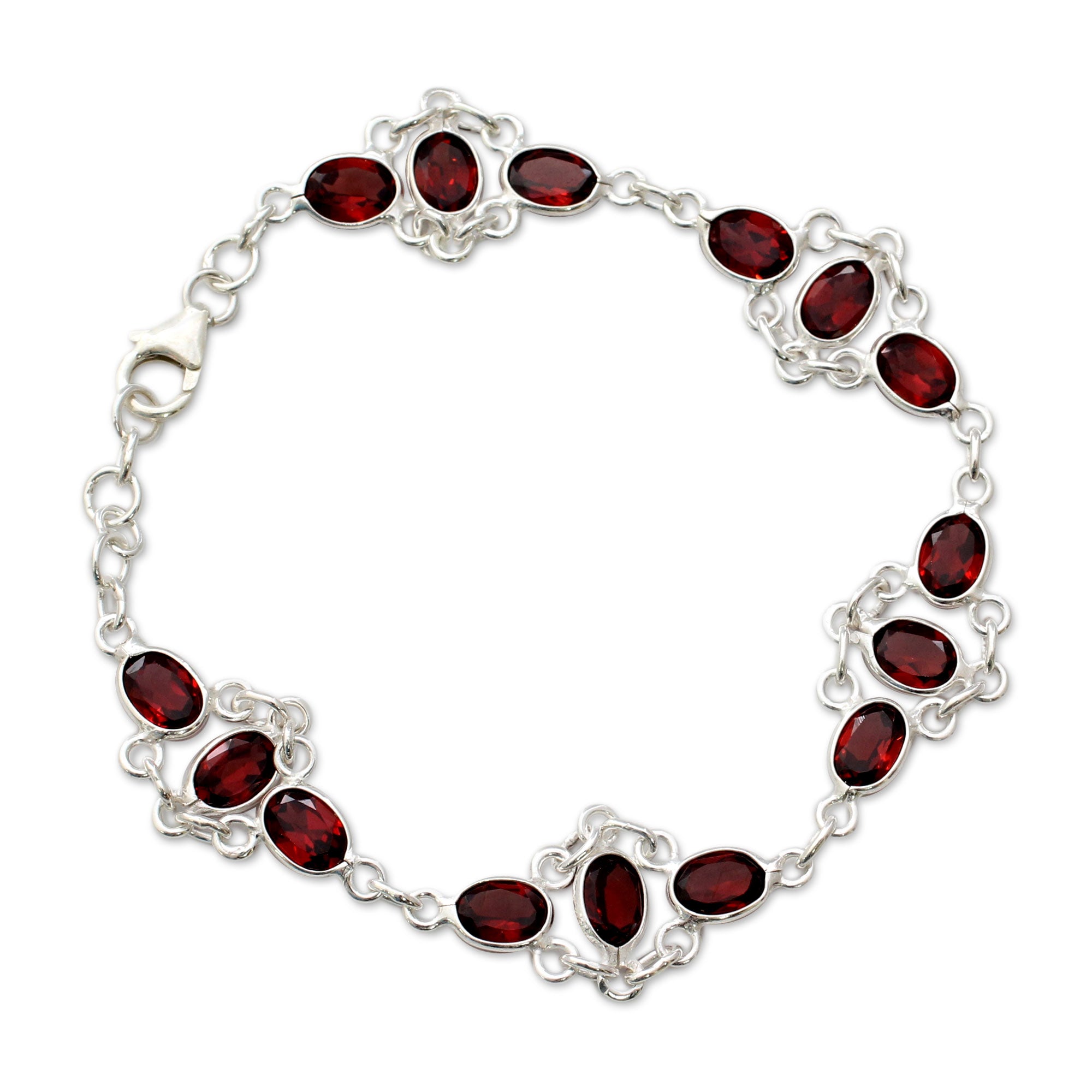 Premium Ecstasy Garnet Link Bracelet - Handmade Sterling Silver Jewelry