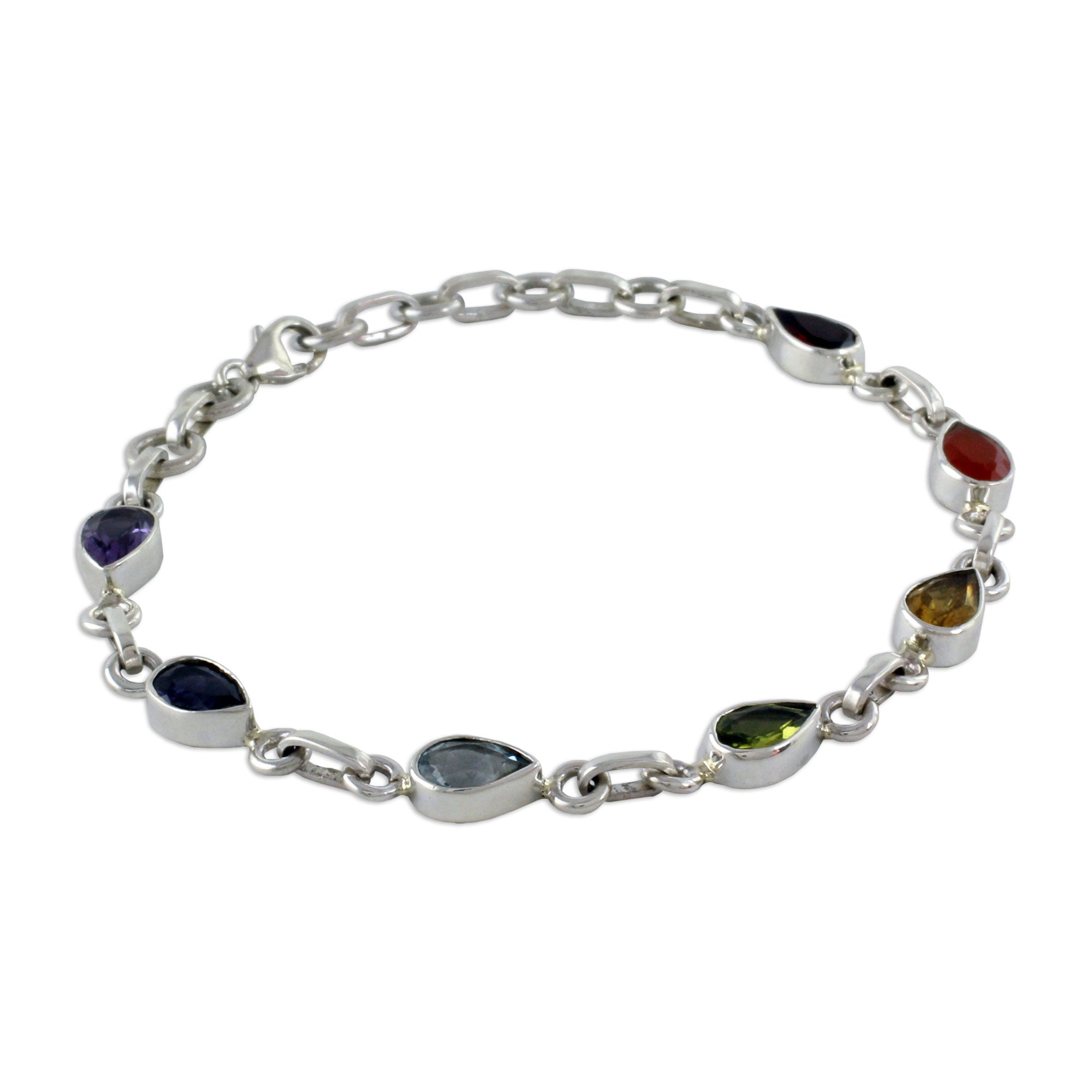 Premium Inner Glow Multi Gemstone Chakra Bracelet - Sterling Silver Jewelry