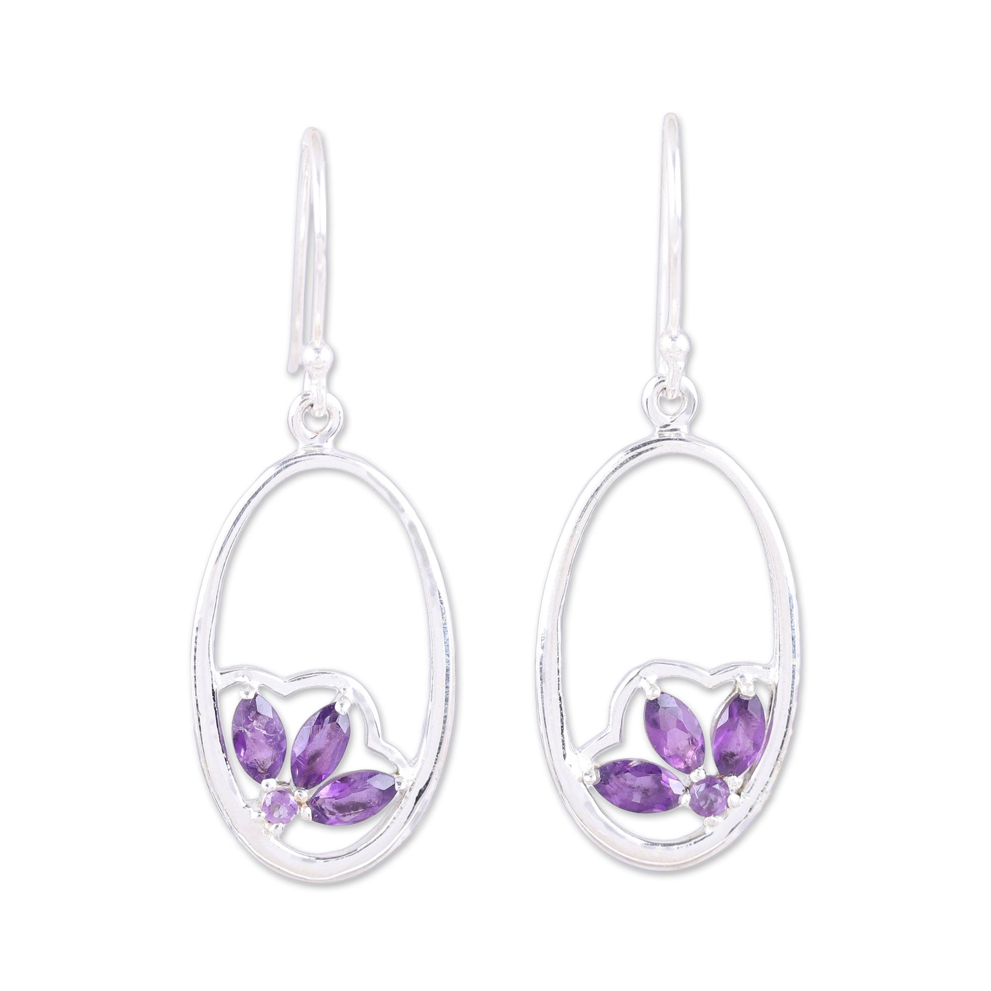 Premium Petite Violet Amethyst Sterling Silver Dangle Earrings