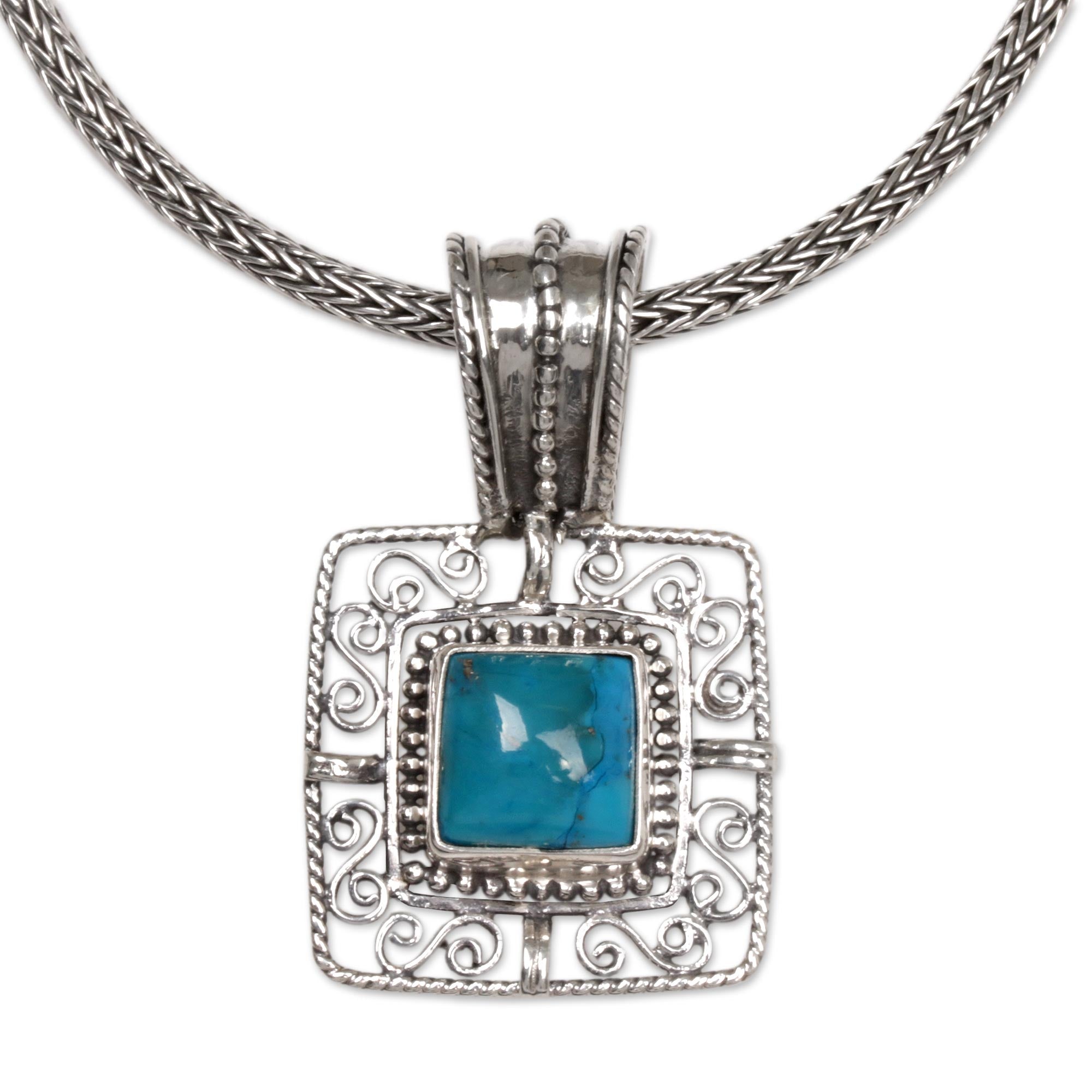 Premium Blue Regency Turquoise Pendant Necklace - Handcrafted Luxury