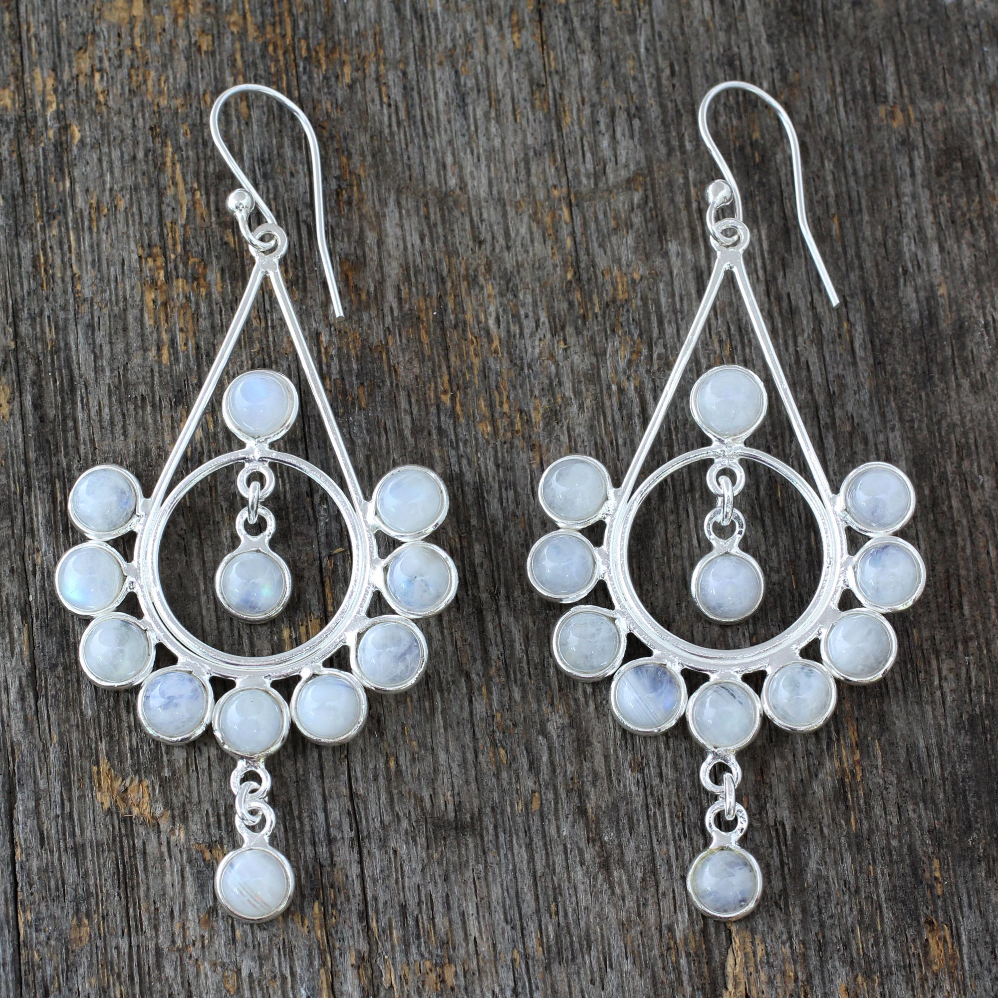 Premium Handmade Rainbow Moonstone Sterling Silver Earrings