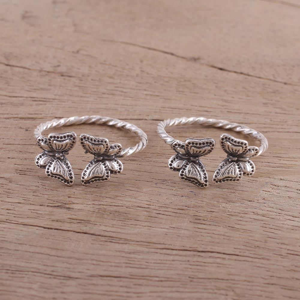 Premium Butterfly Sterling Silver Toe Rings Set – Handcrafted Elegance