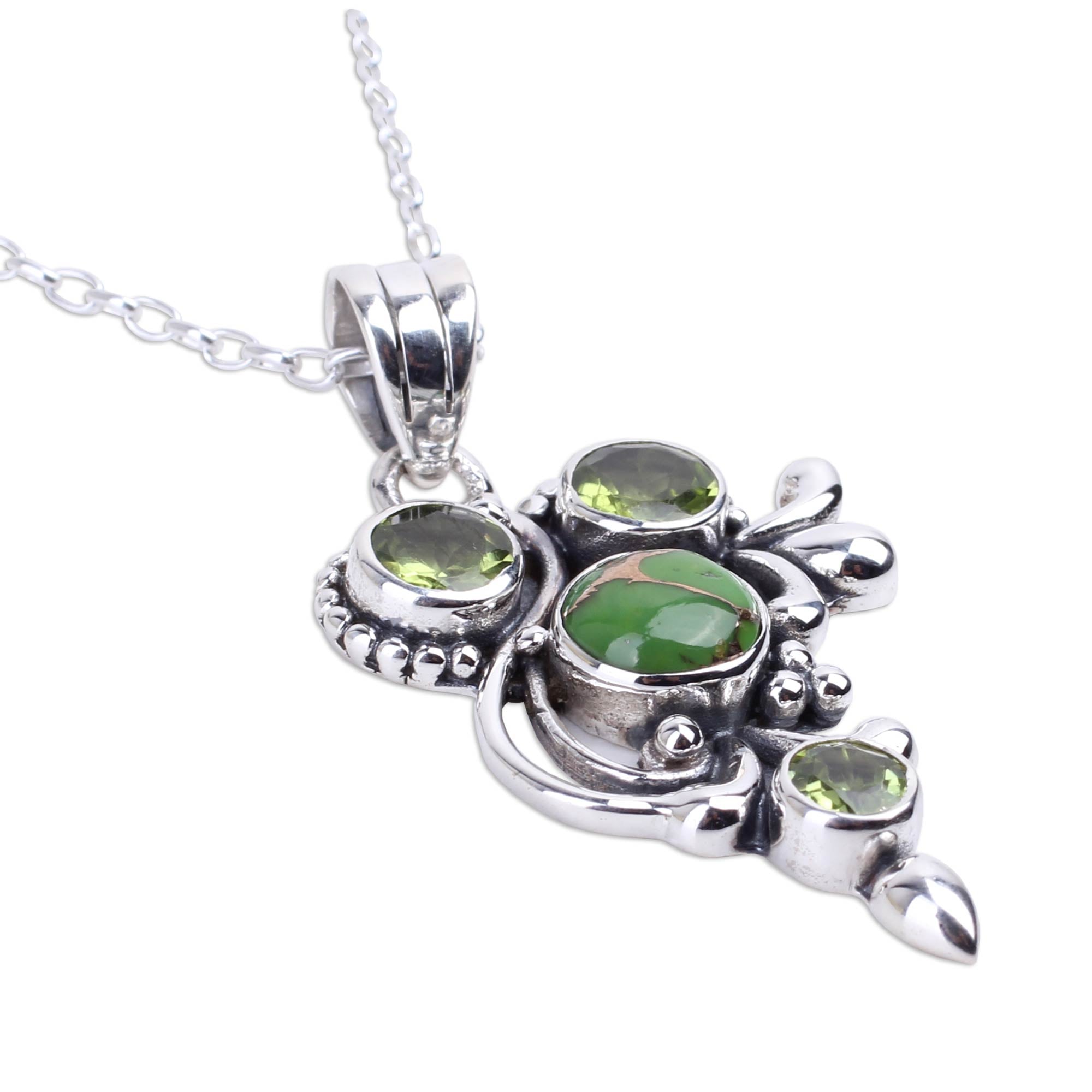 Premium Mystic Forest Peridot Pendant Necklace - Handcrafted Sterling Silver Jewelry