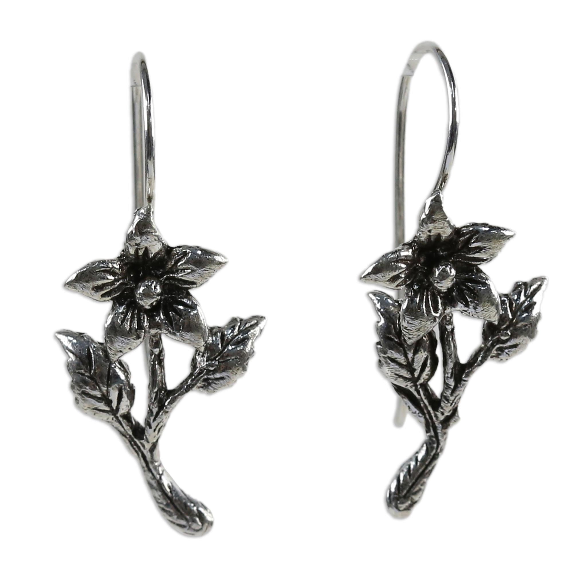 Premium Thai Artisan Sterling Silver Blooming Flower Earrings