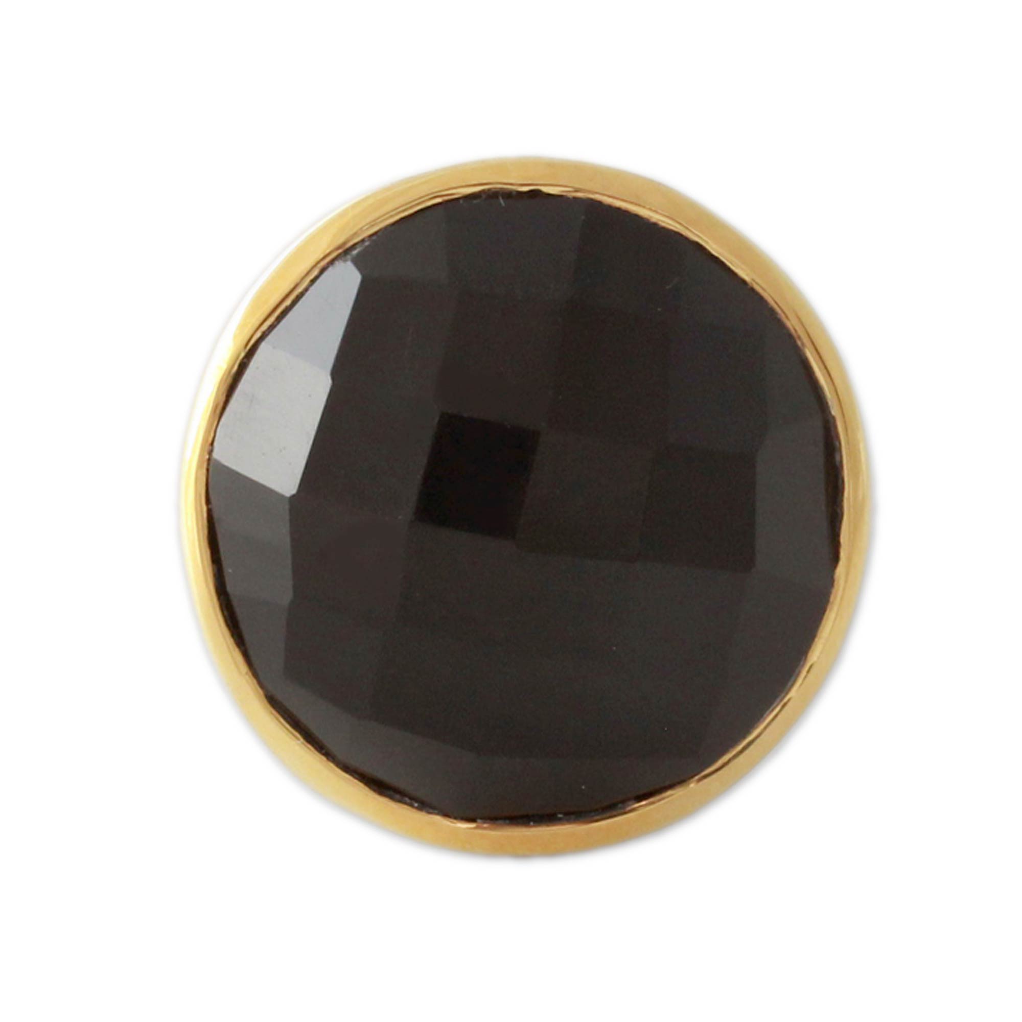Premium Mystical Allure 18k Gold & Onyx Cocktail Ring