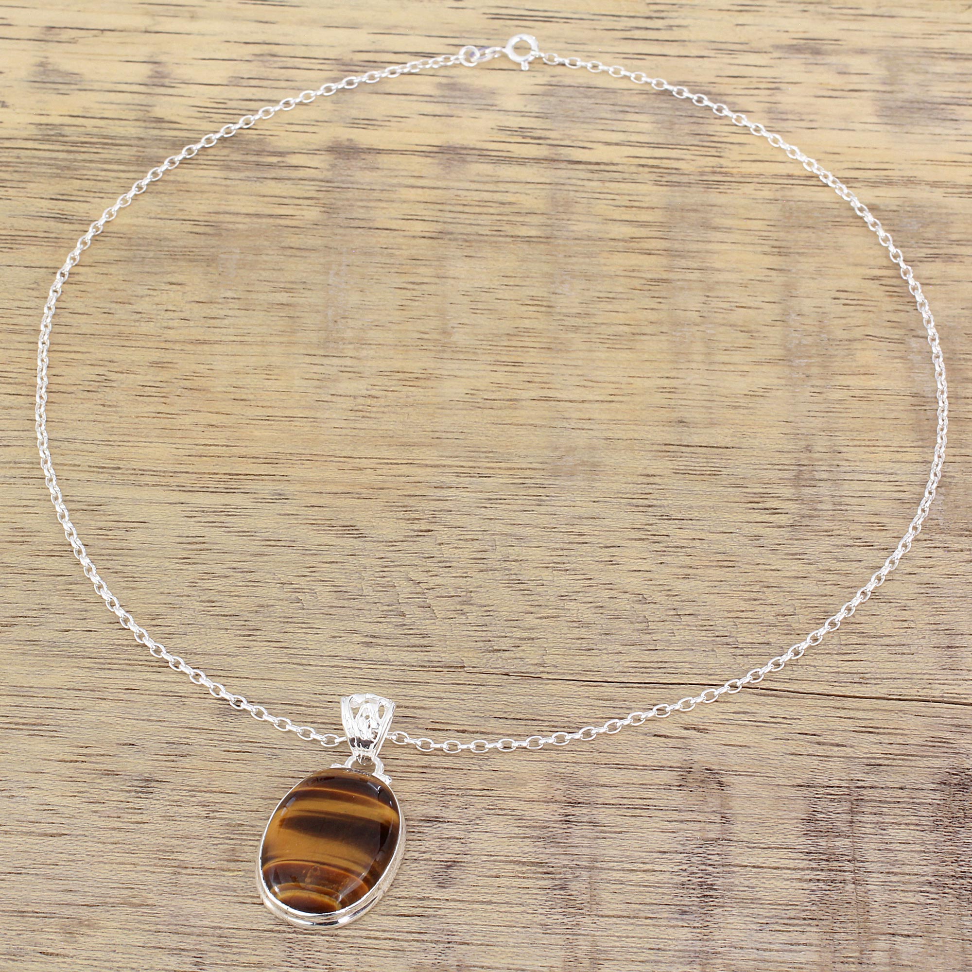 Premium Hypnotic Feline Tiger's Eye Silver Necklace