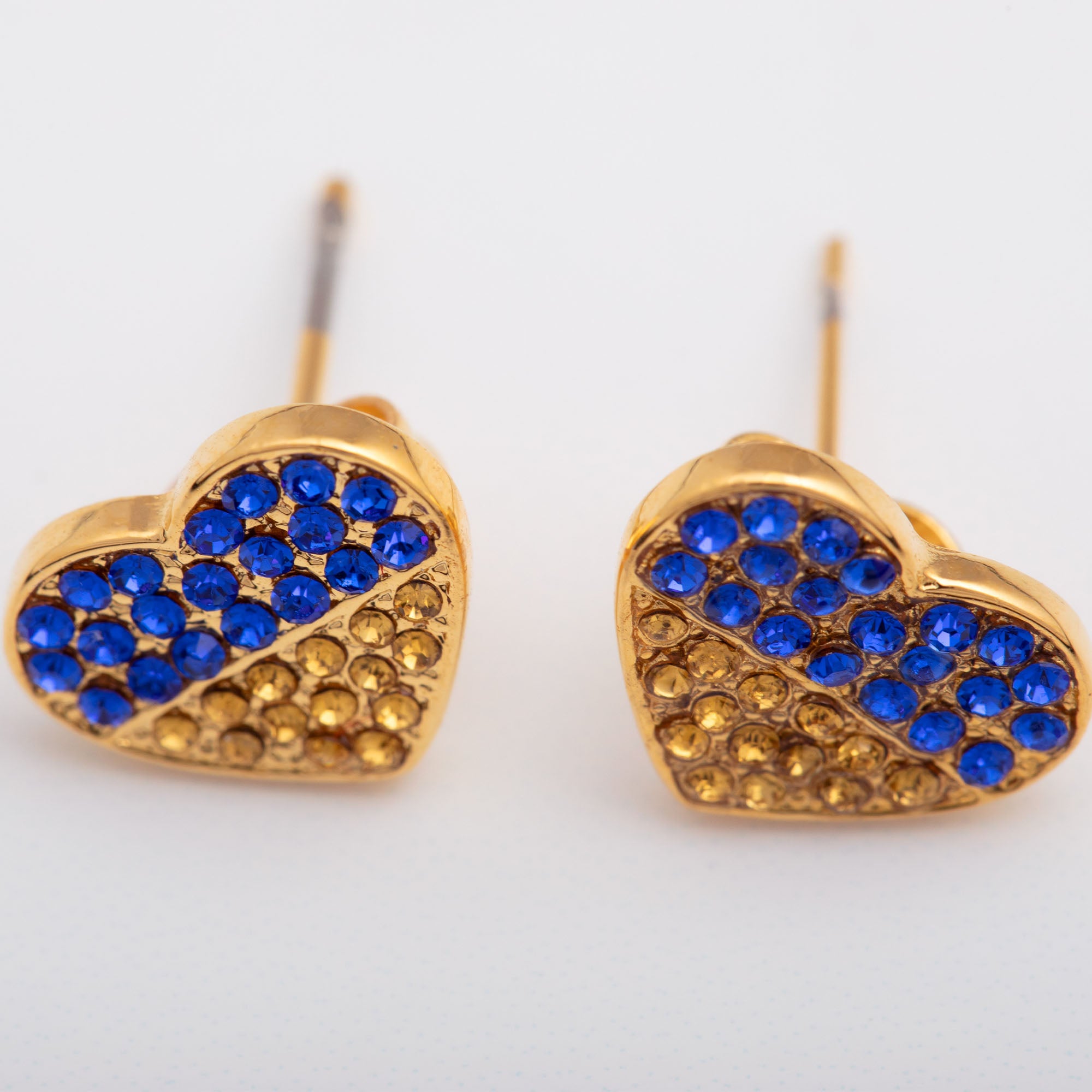 Premium Ukraine Support Gold Plated Heart Earrings