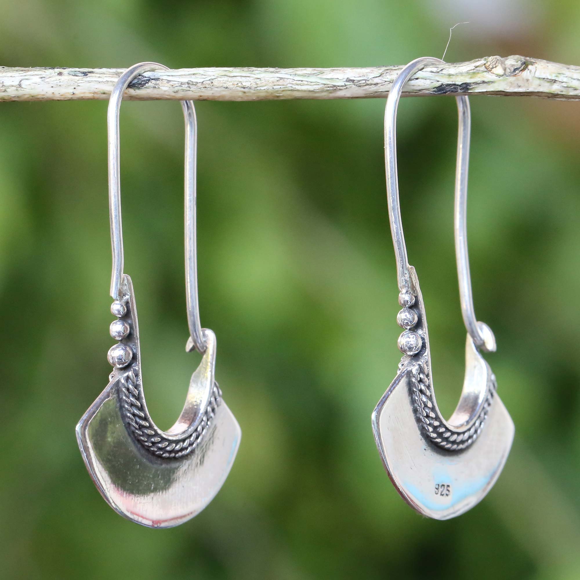 Premium Hollow Bell Sterling Silver Hoop Earrings - Handmade Elegance