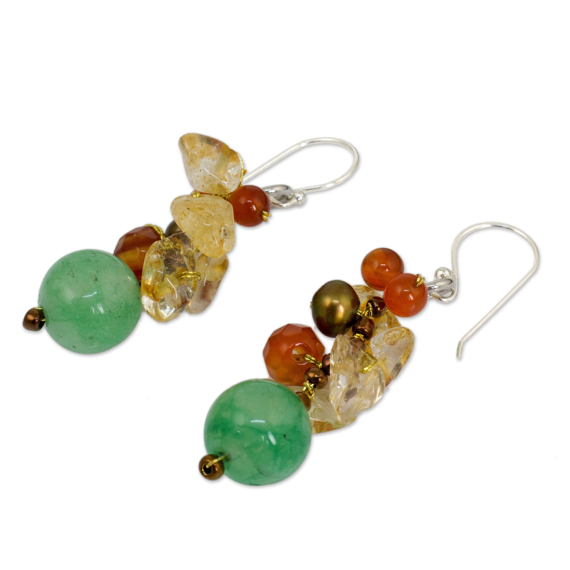 Premium Lemon Lime Gemstone Beaded Earrings - Handmade Elegance