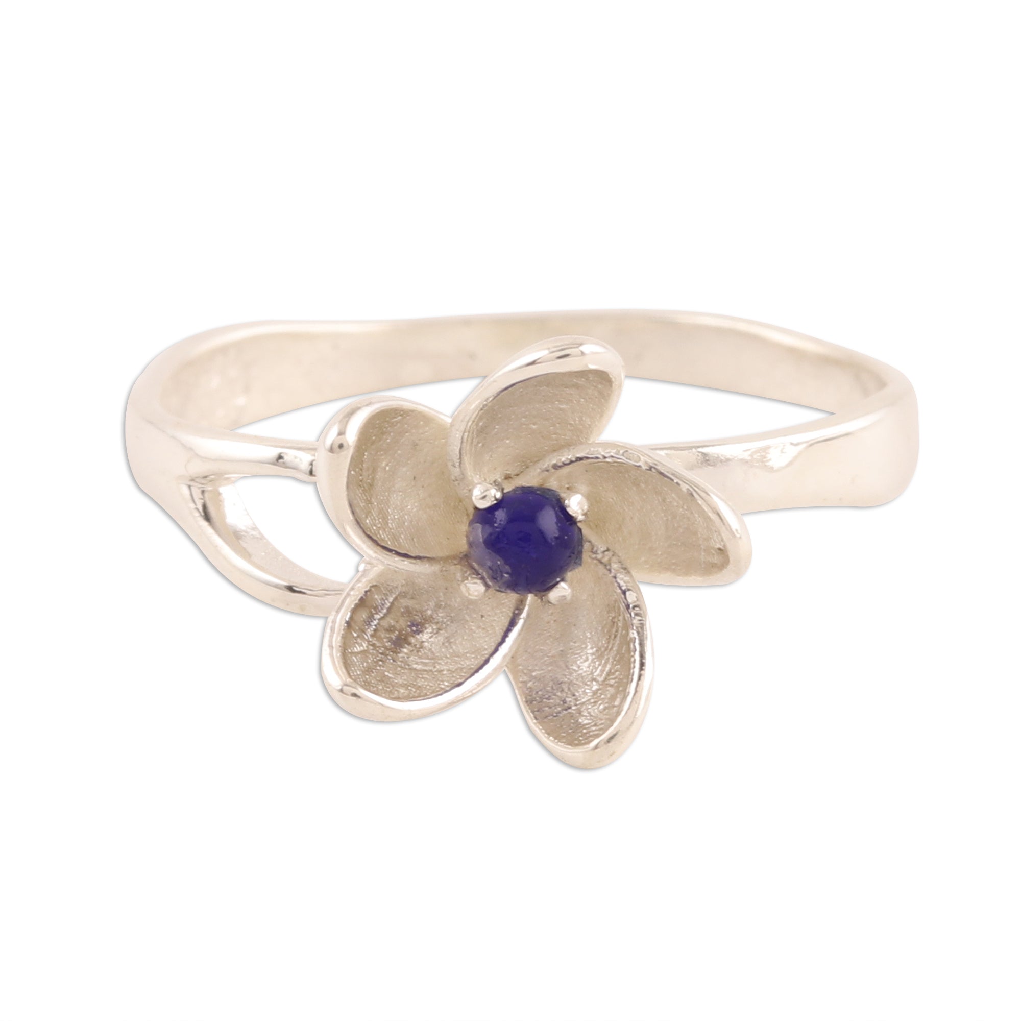 Premium Lapis Lazuli Floral Cocktail Ring - Handcrafted Sterling Silver Jewelry from India