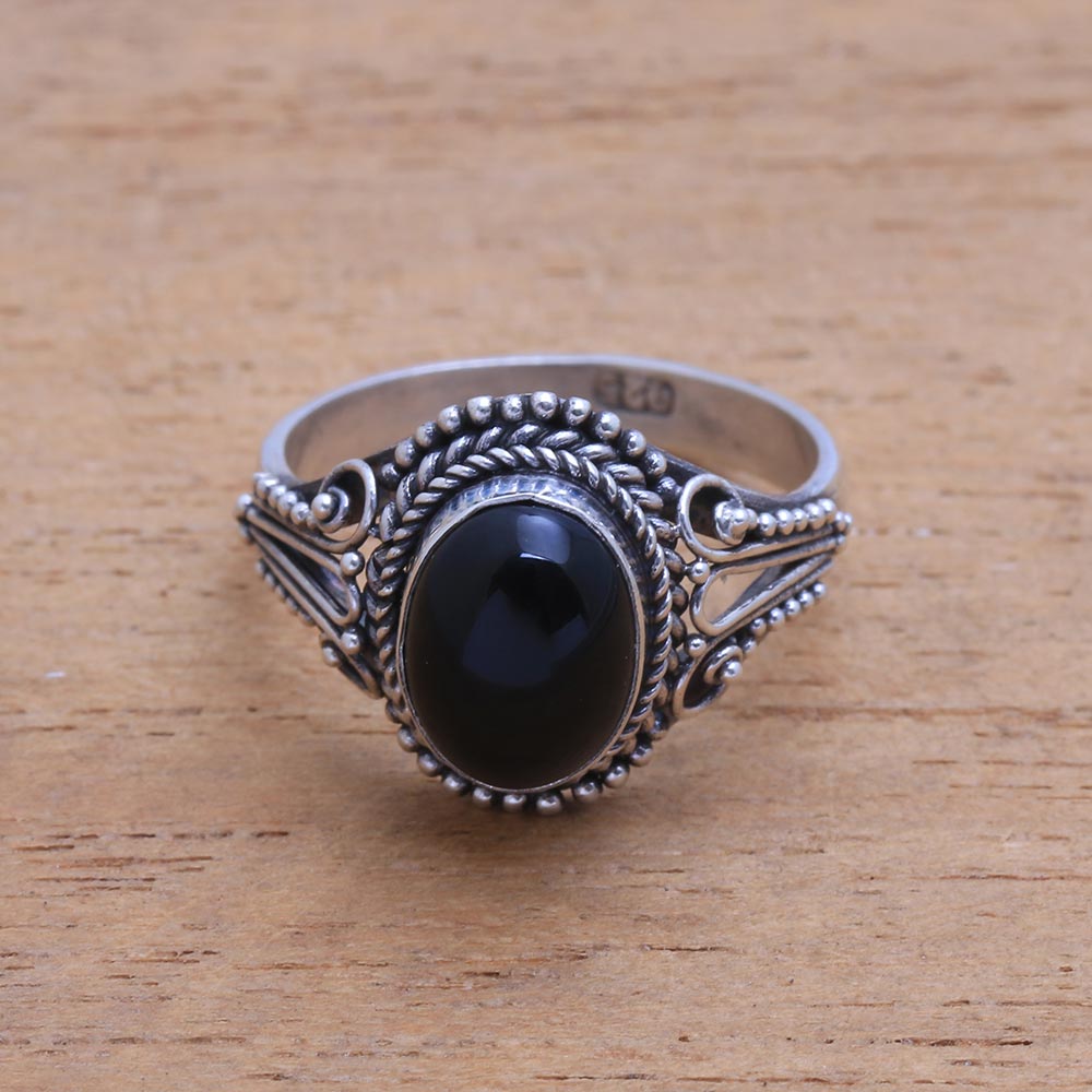 Premium Handcrafted Onyx Silver Ring – Bali Artisan Jewelry