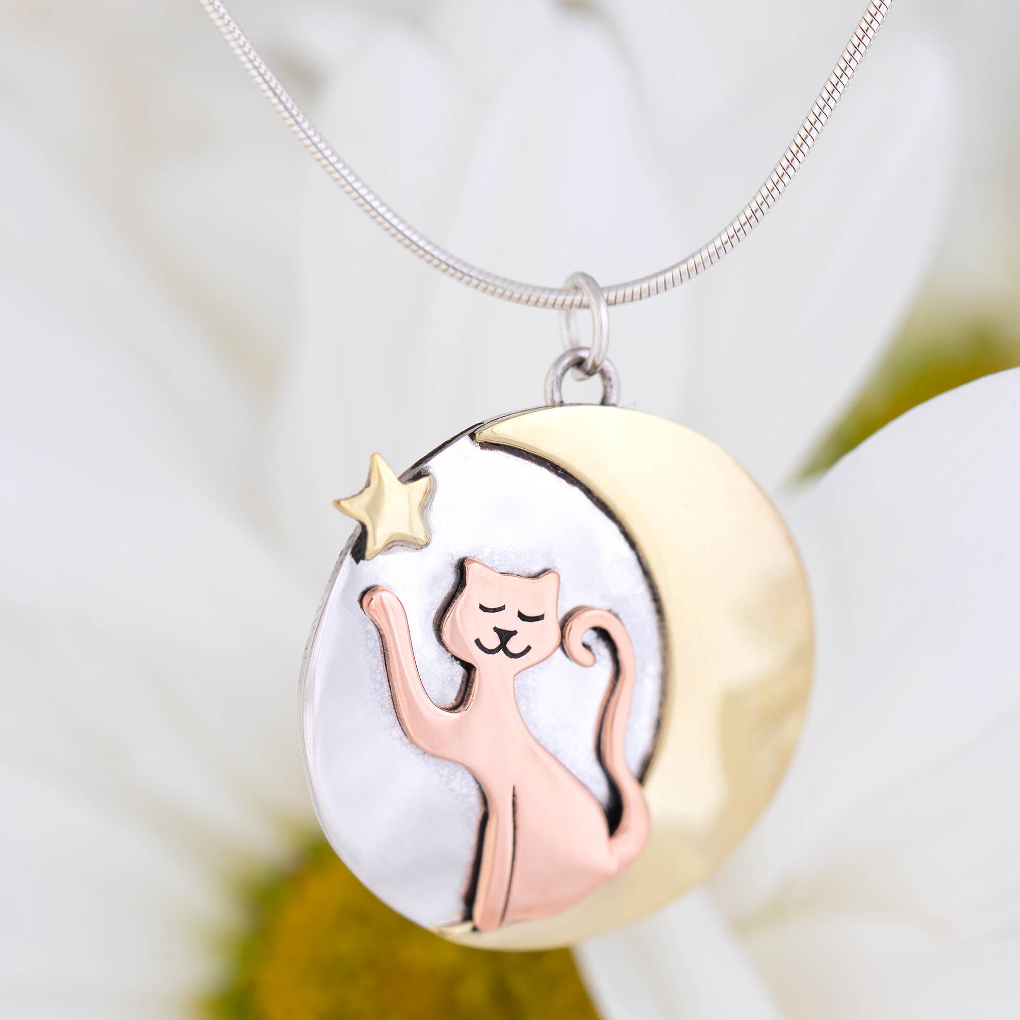 Premium Starry Night Cat Pendant Necklace