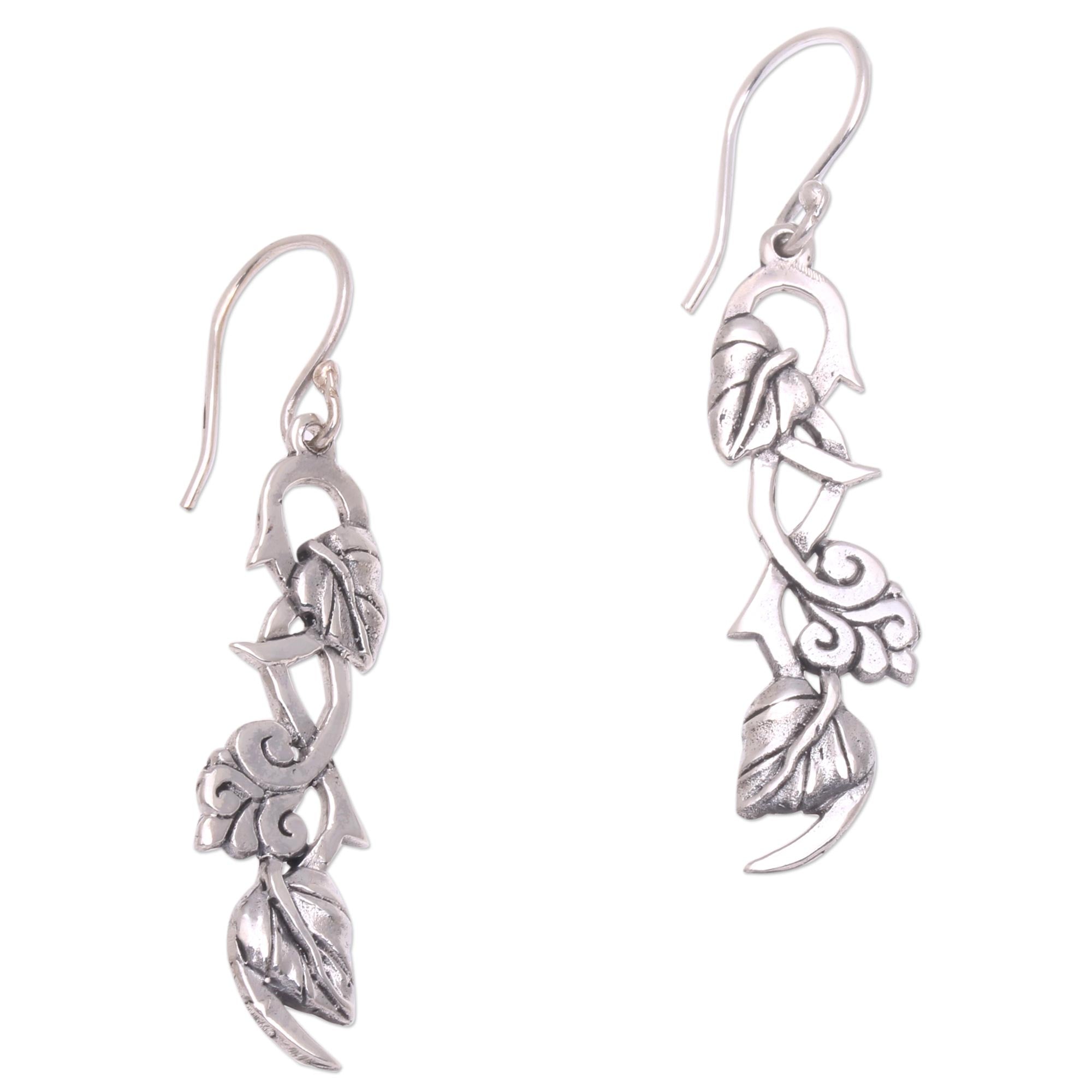 Premium Sterling Silver Leafy Hope Vine Dangle Earrings - Ultimate Grace