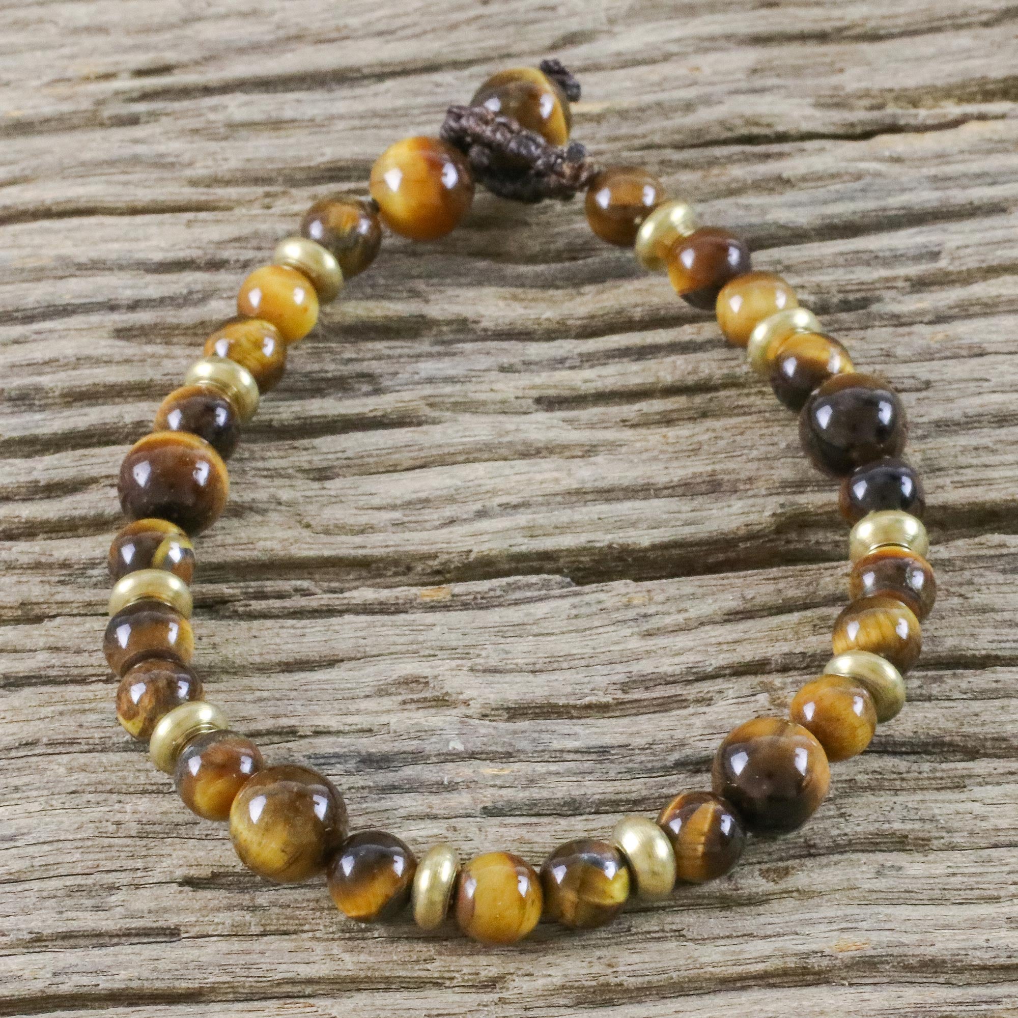 Premium Courageous Eye Handcrafted Bracelet – Tiger's Eye & Brass Design